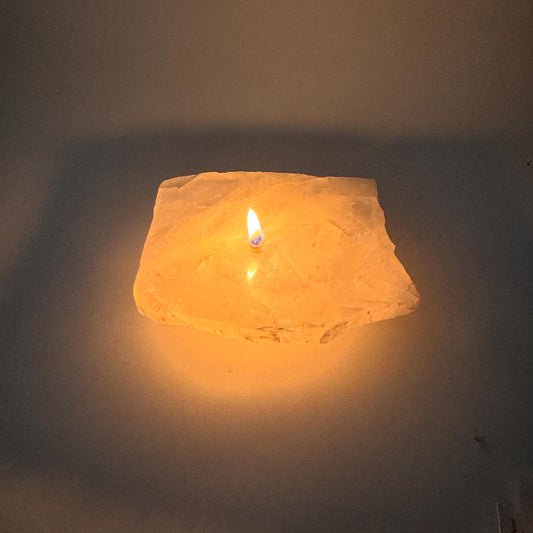 [shopname] - Rose Quartz Rock Candle, rock decor