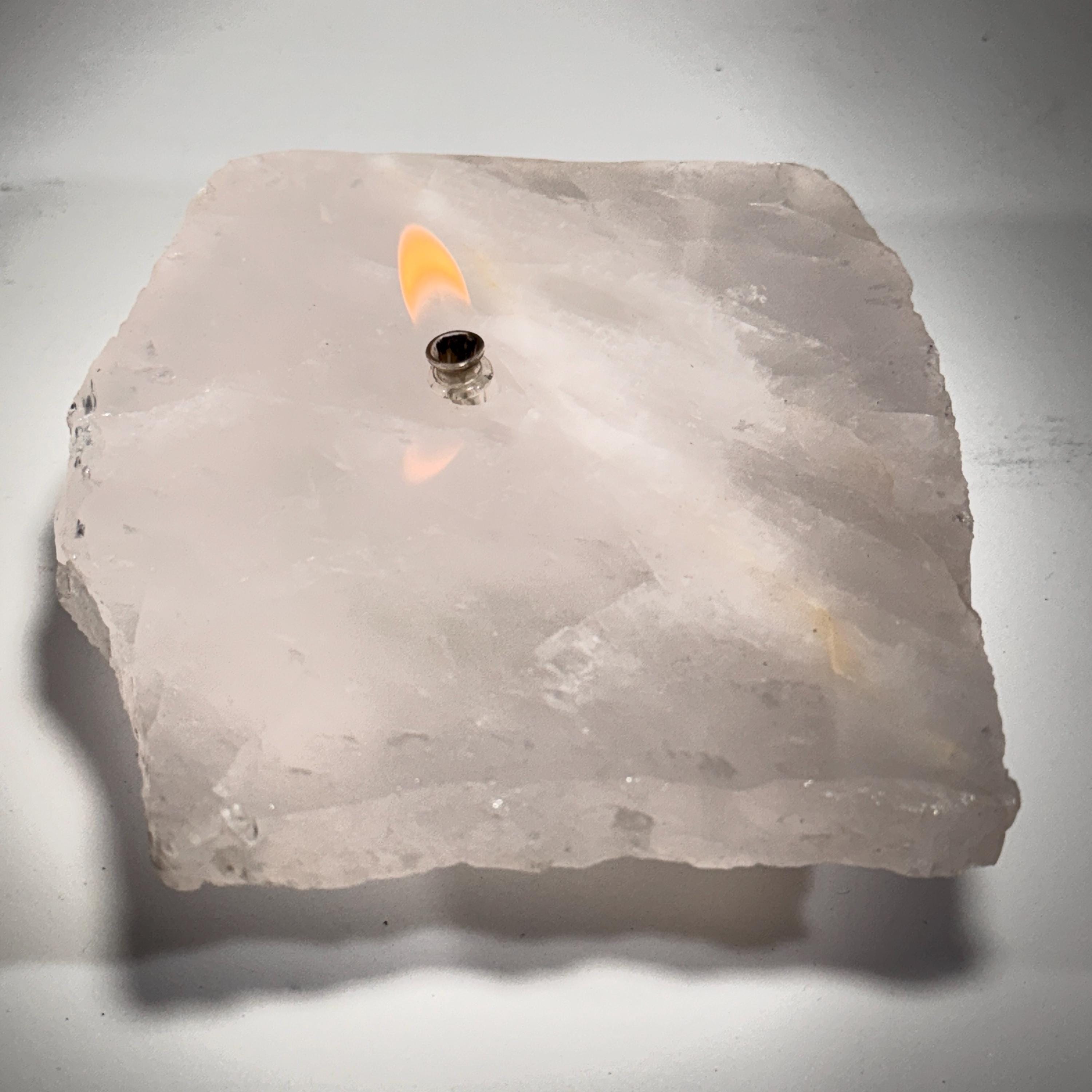 [shopname] - Rose Quartz Rock Candle | crystal oil candle, rock oil lamp, crystal decor, rose quartz lamp, pink oil lamp, Rock or candle lover gift, rock decor