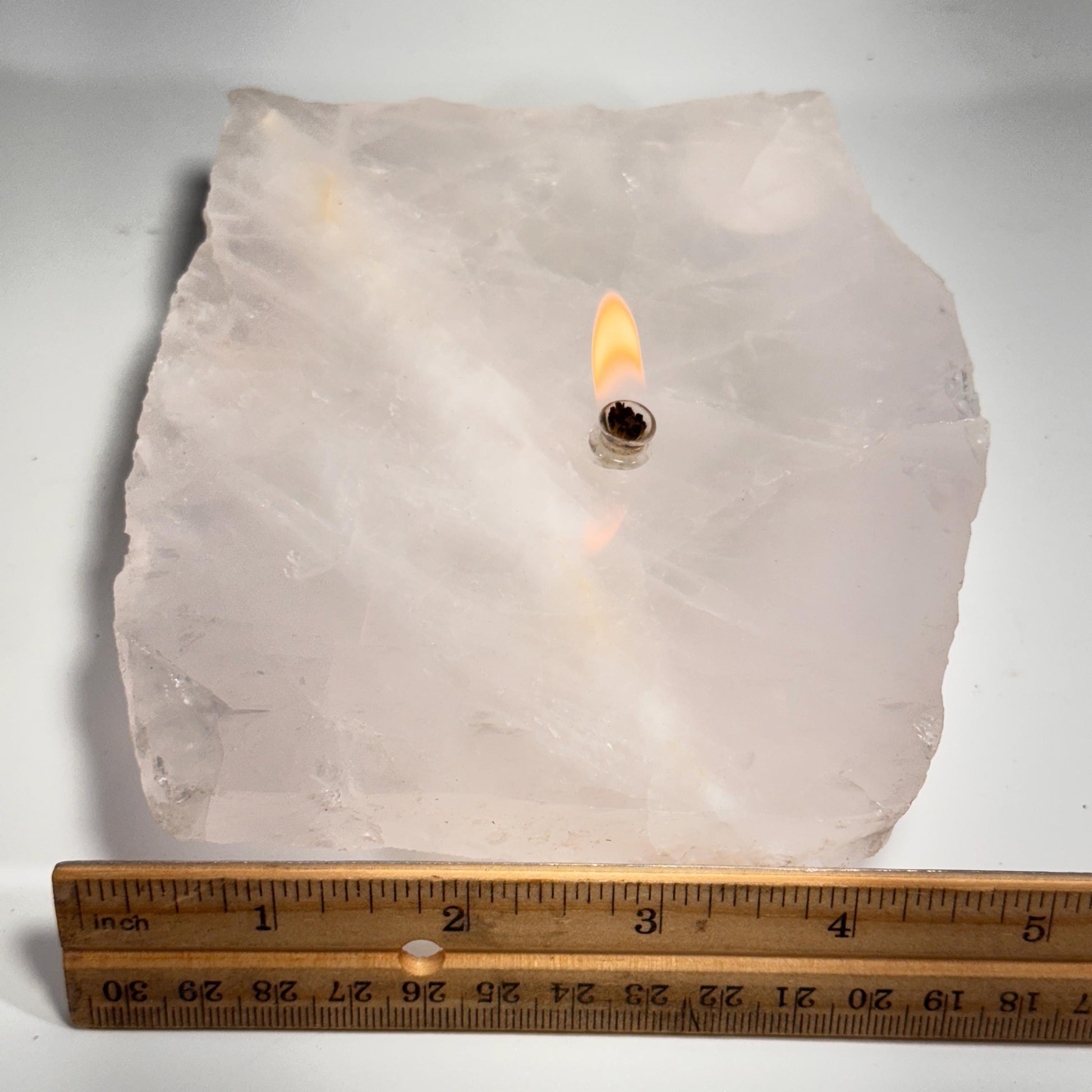 [shopname] - Rose Quartz Rock Candle, rock decor