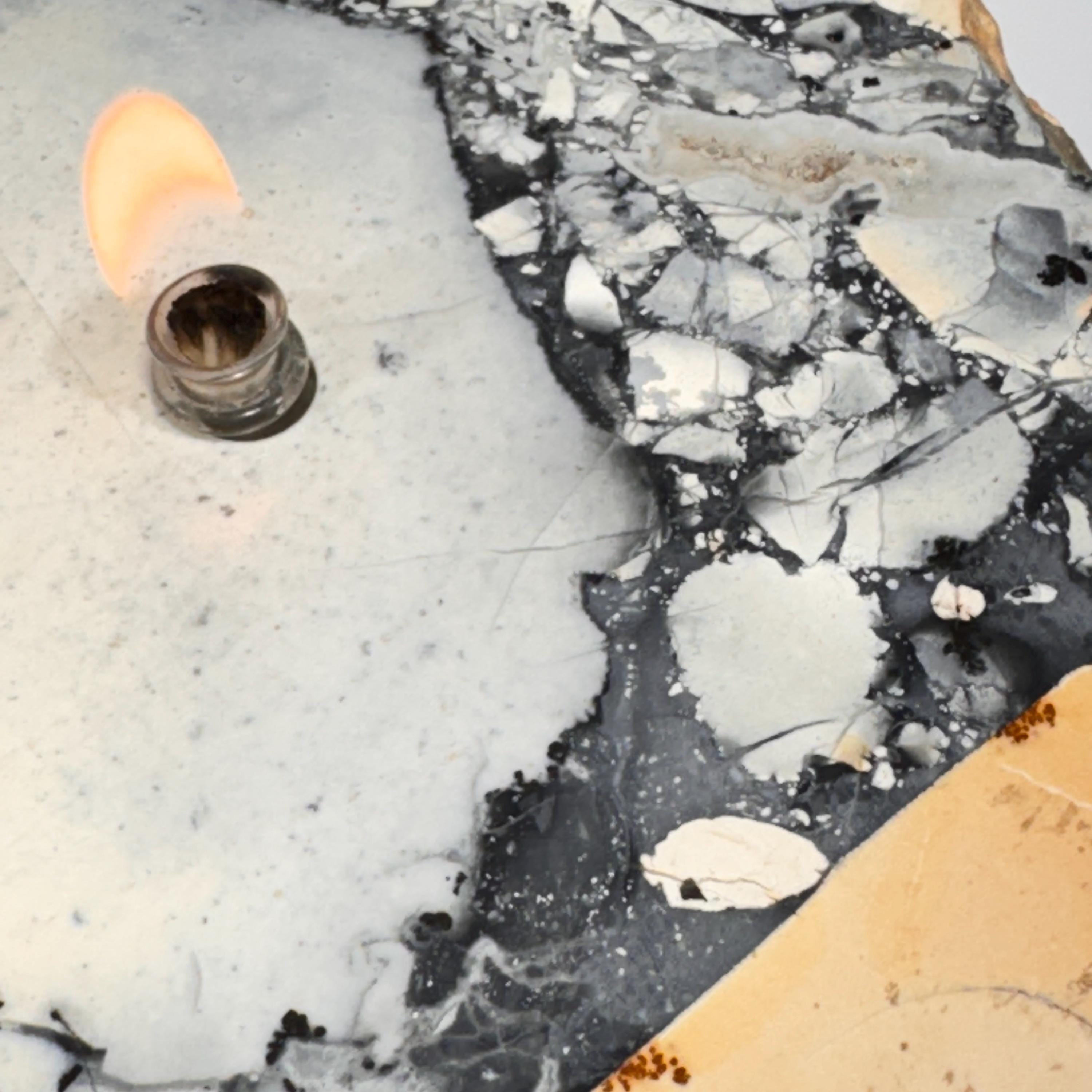 [shopname] - Rock oil candle, Maligano jasper | jasper rock oil candle, stone oil lamp, maligano jasper slice, rock candle, crystal lamp, metaphysical, rock decor