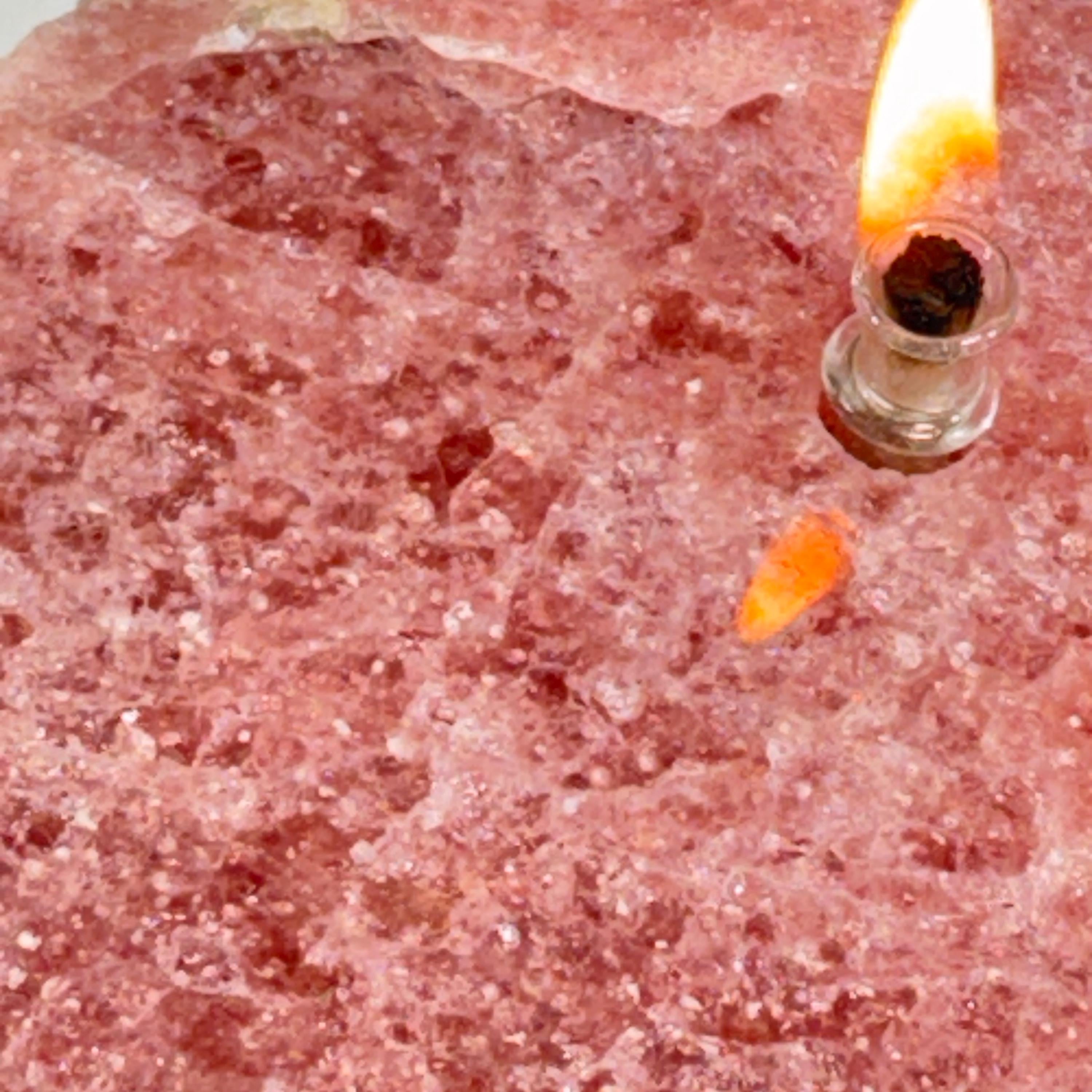 [shopname] - Red Aventurine Rock Candle | crystal oil candle, rock oil lamp, crystal decor, strawberry quartz , red oil lamp, Rock or candle lover gift, rock decor