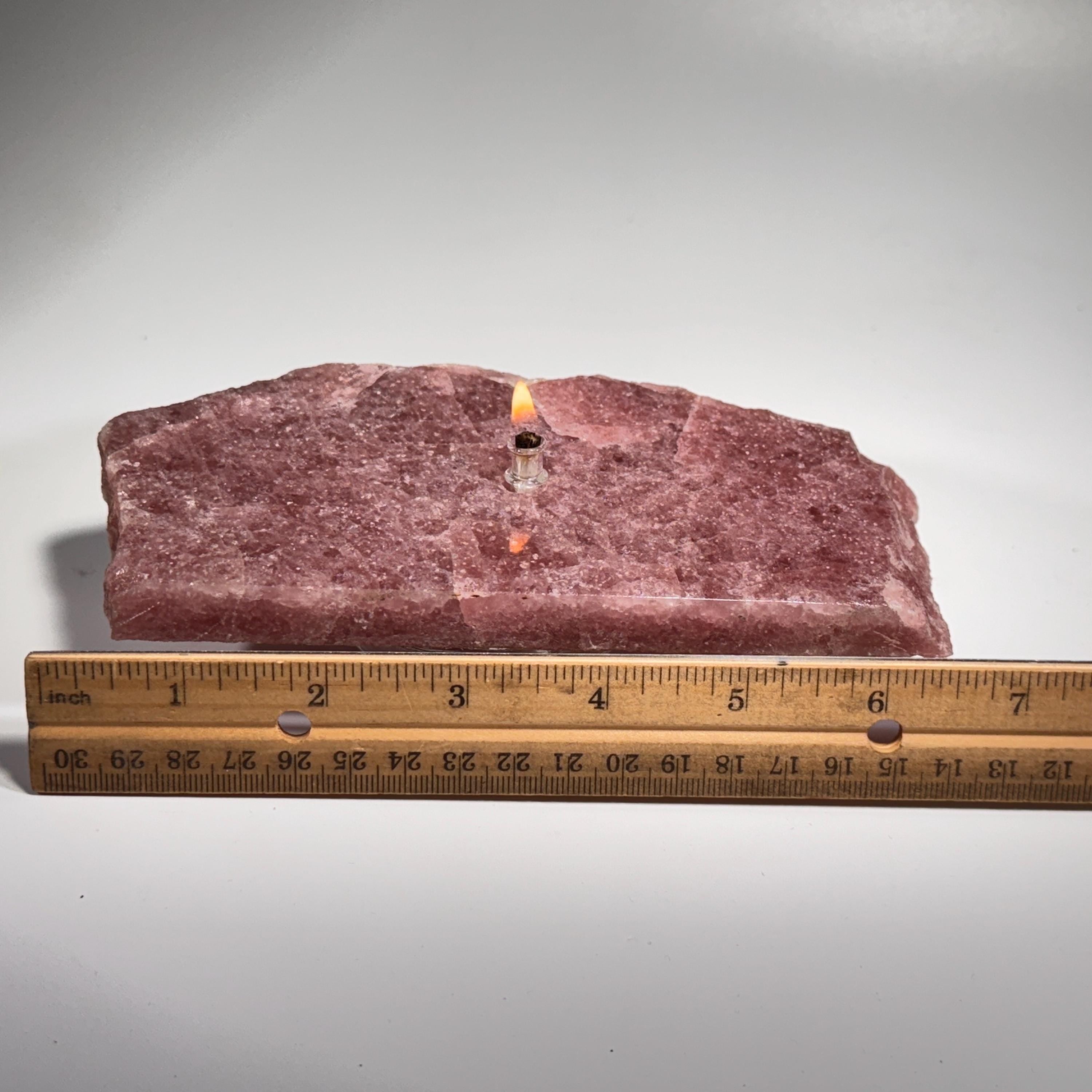 [shopname] - Red Aventurine Rock Candle | crystal oil candle, rock oil lamp, crystal decor, strawberry quartz , red oil lamp, Rock or candle lover gift, rock decor