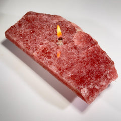 [shopname] - Red Aventurine Rock Candle | crystal oil candle, rock oil lamp, crystal decor, strawberry quartz , red oil lamp, Rock or candle lover gift, rock decor