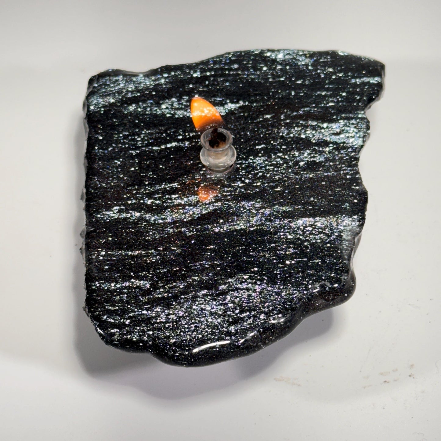 [shopname] - Rock oil candle, Specular Hematite, rock decor