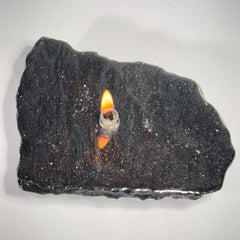 [shopname] - Rock oil candle, Specular Hematite | rock oil lamp, specularite, michigan iron ore, stone oil candle, rock candle, iron candle, rock decor