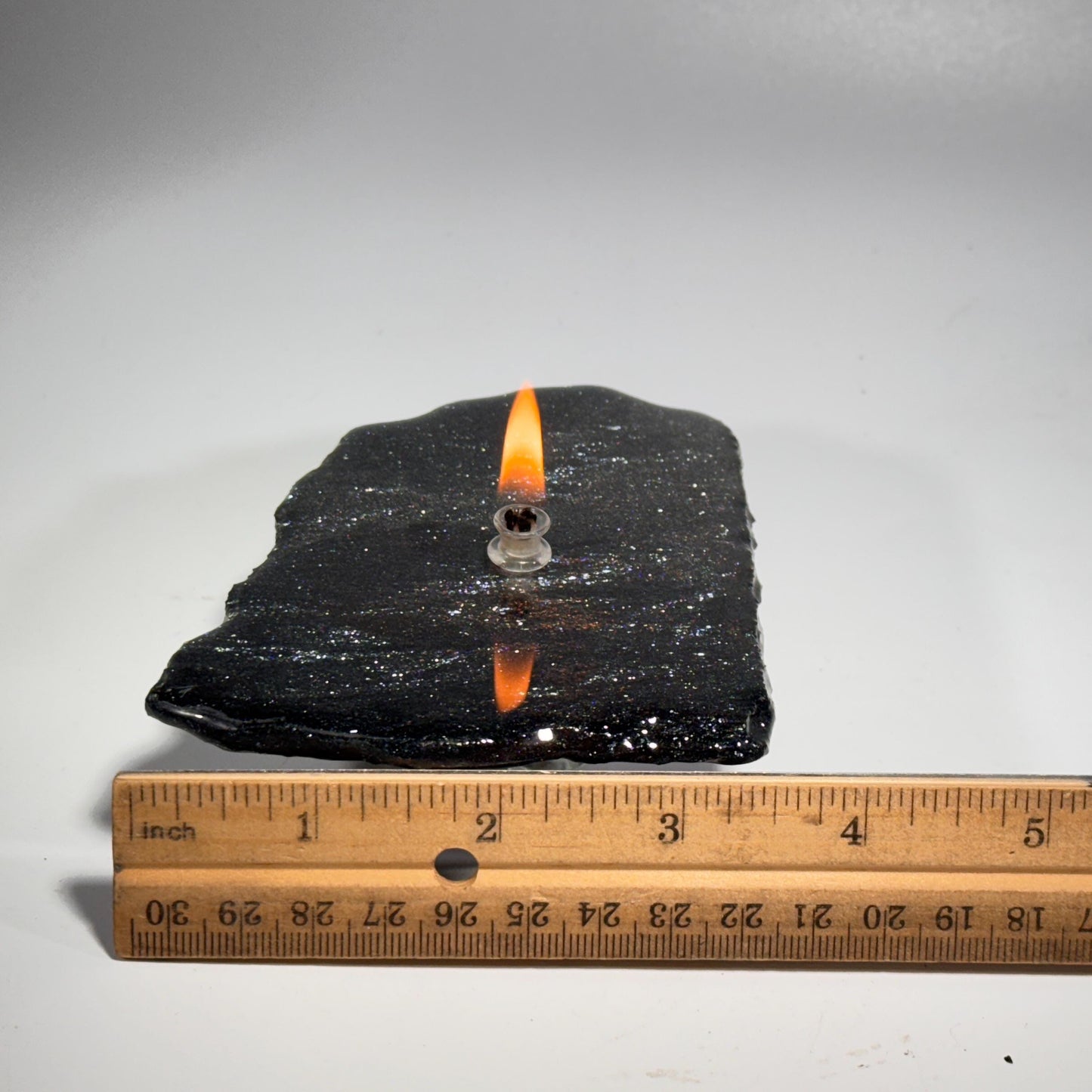 [shopname] - Rock oil candle, Specular Hematite, rock decor