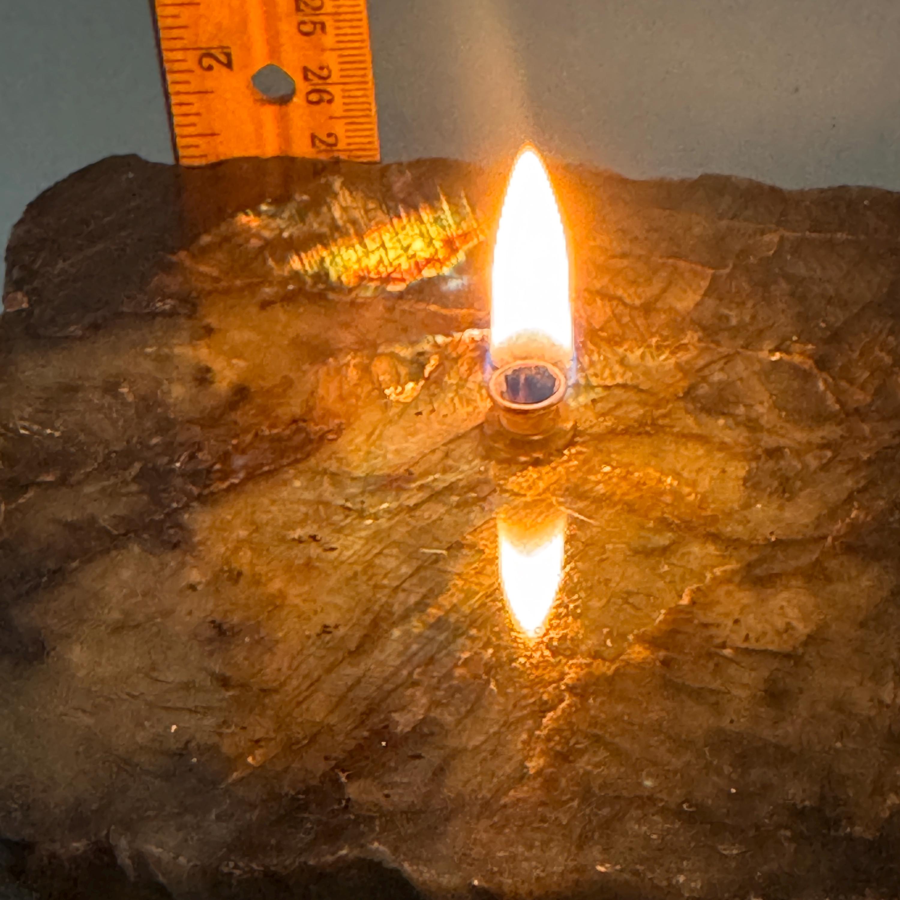 [shopname] - Labradorite Rock Candle | blue and purple iridescent stone, crystal candle, labradorite lamp, rock oil lamp, rock or candle lover gift, rock decor