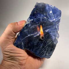 [shopname] - Sodalite rock oil candle, rock decor