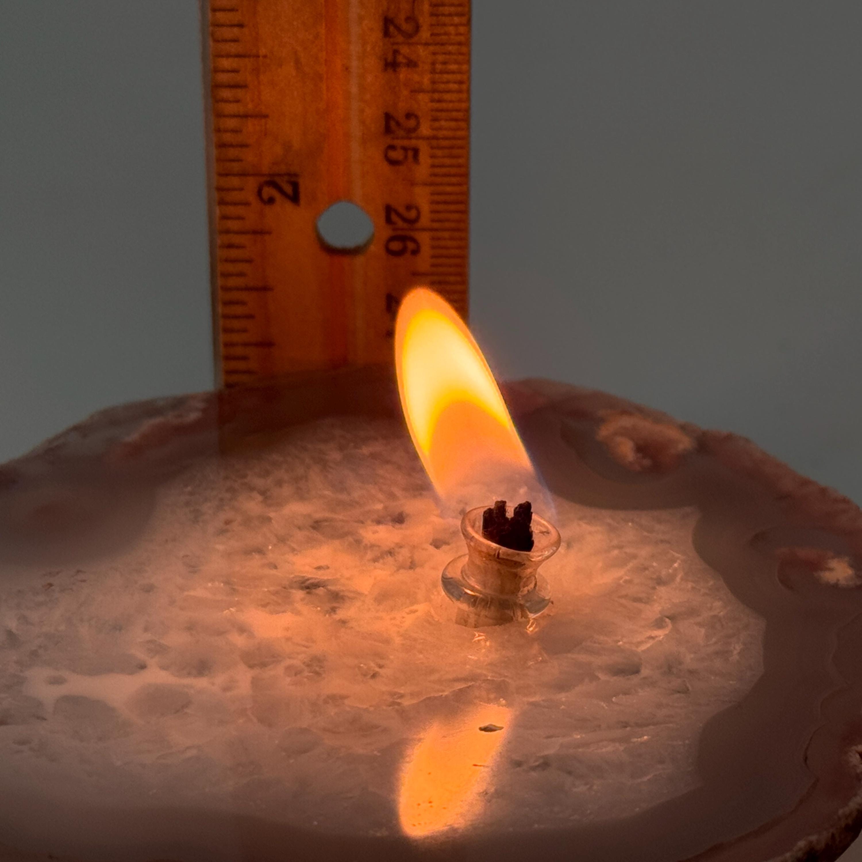 [shopname] - Agate Oil Lamp Candle - agate geode slice, rock decor