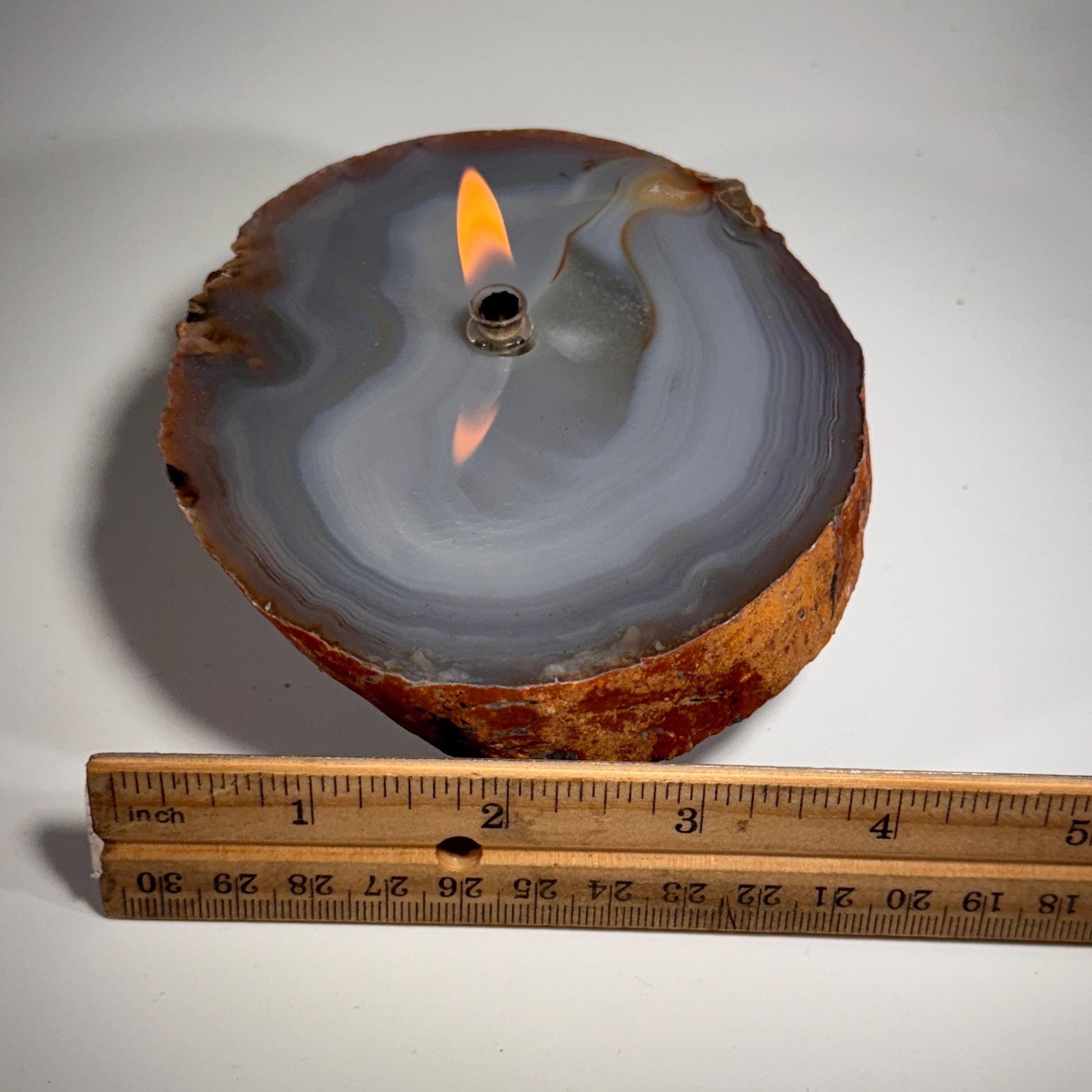 [shopname] - Thick Agate Geode Candle, rock decor