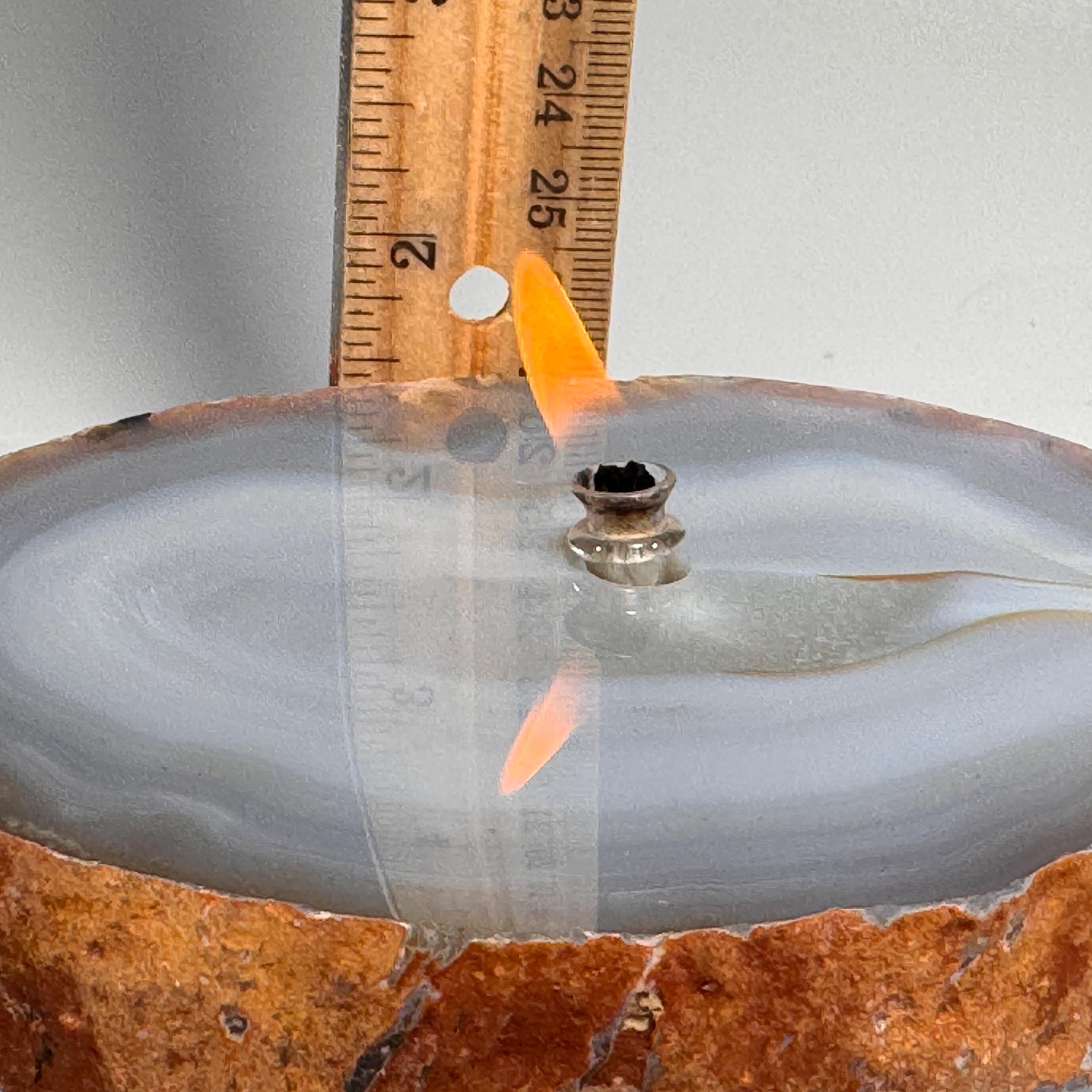 [shopname] - Thick Agate Geode Candle | Brazil agate geode slab| rock oil lamp, agate oil candle, rock lover or candle lover gift, stone oil lamp, rock decor