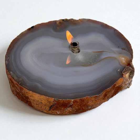 [shopname] - Thick Agate Geode Candle, rock decor