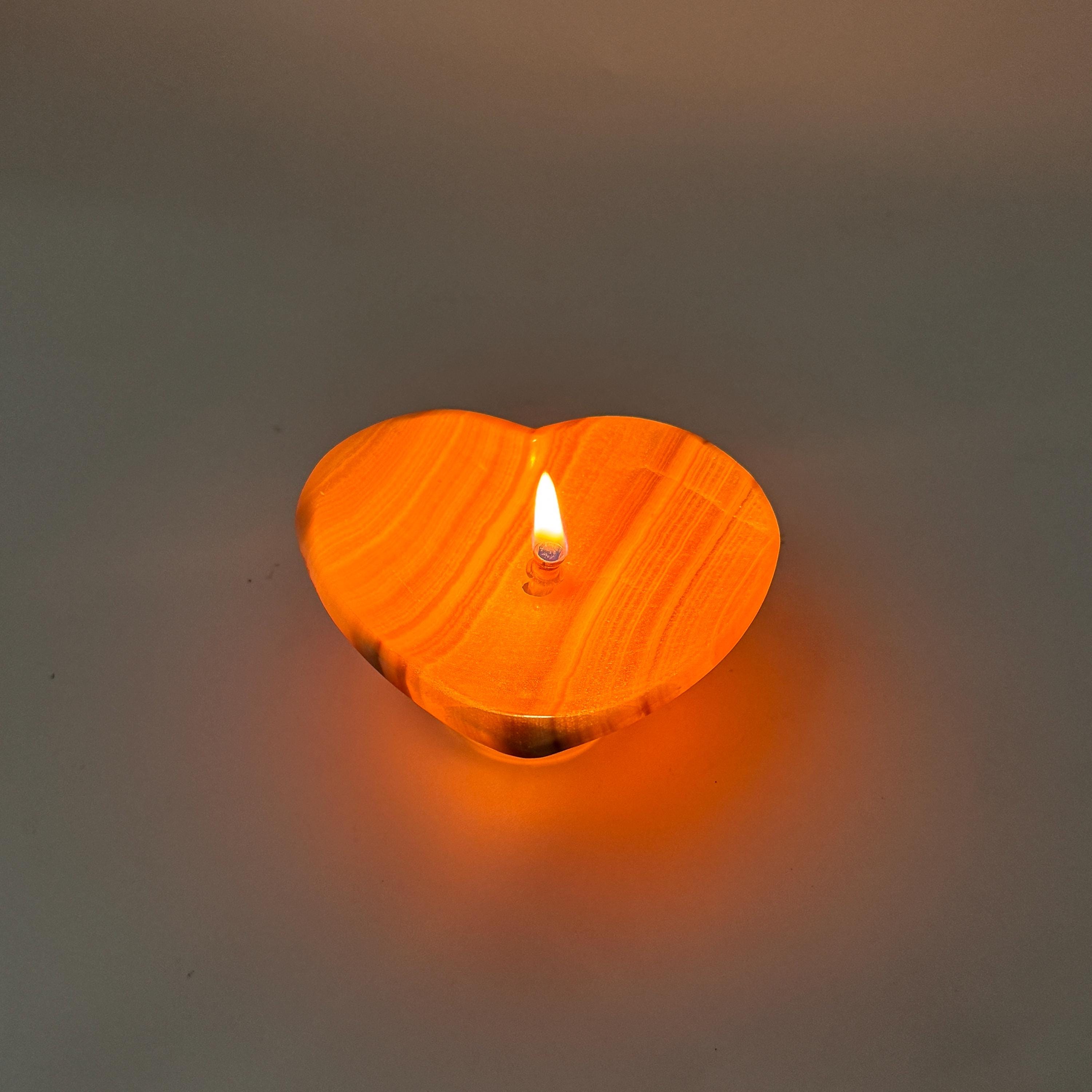 [shopname] - Rock Candle - Onyx Heart, rock decor