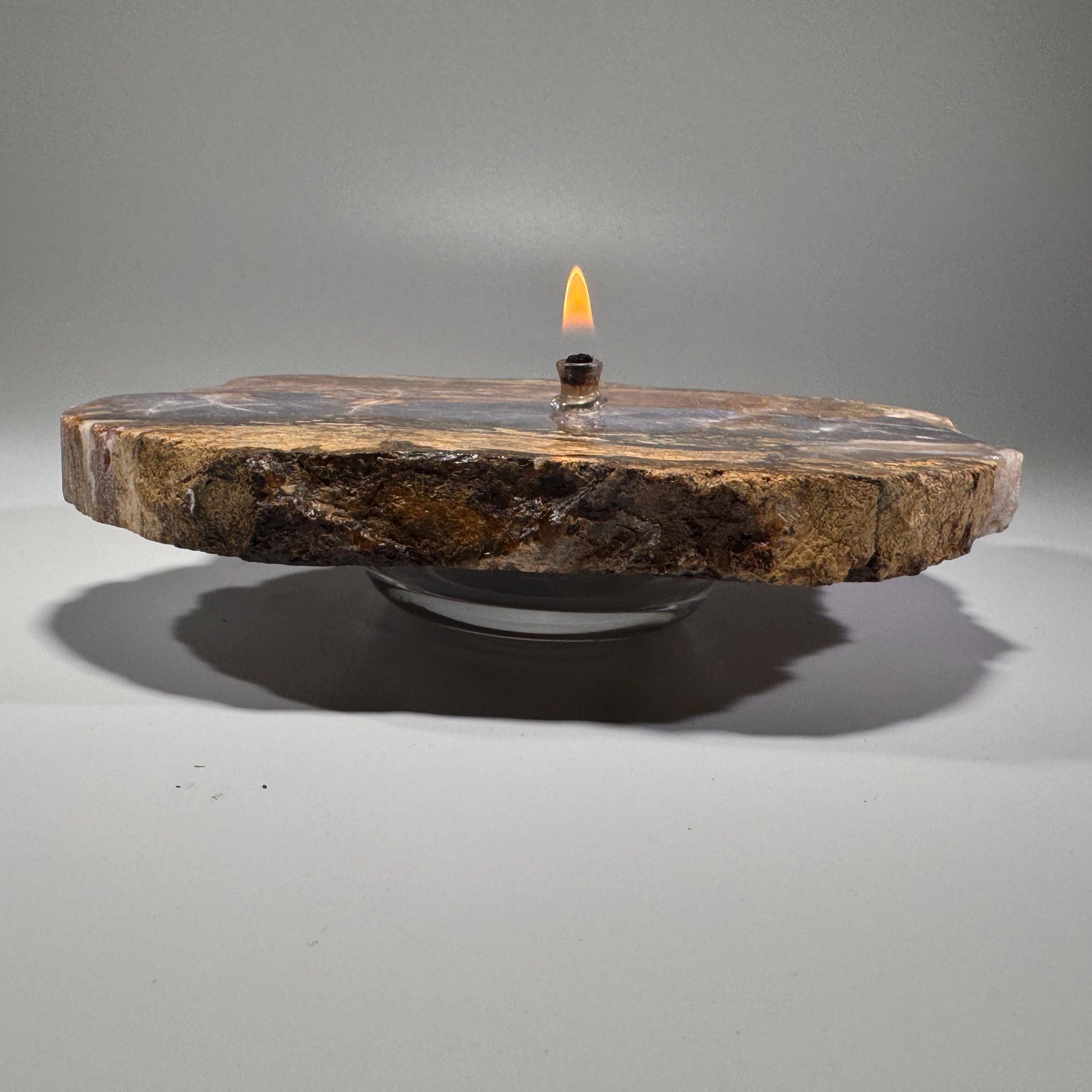 [shopname] - Rock Candle - Purple Agate | stone decor for new textures in your home decor, rock decor