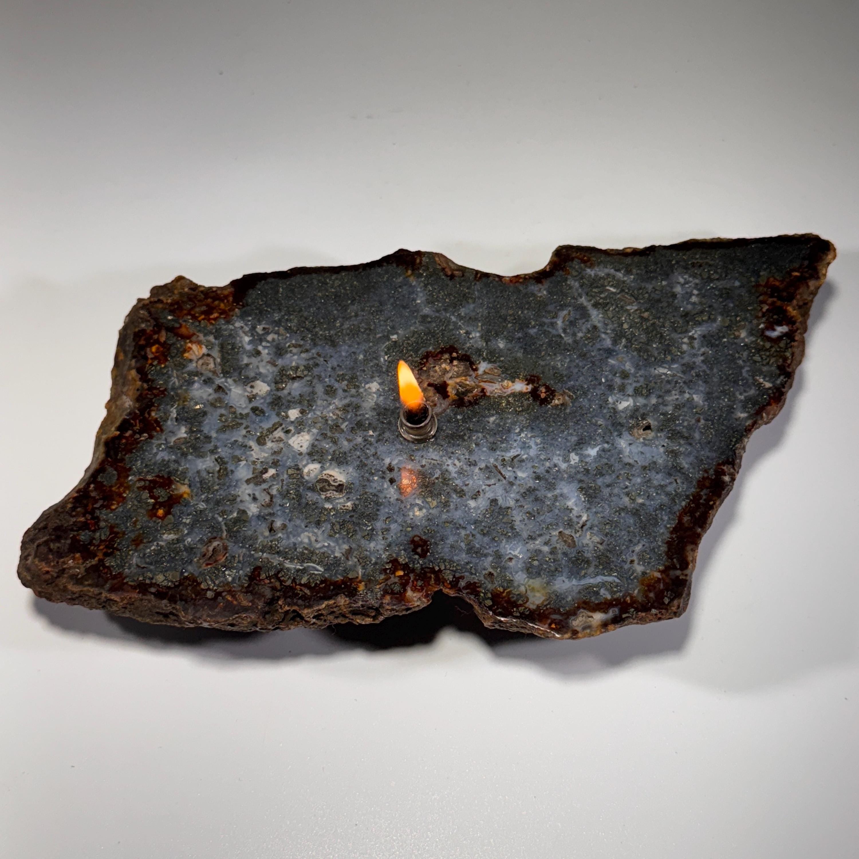 [shopname] - Rock Candle, Marcasite | rustic home decor for rock or candle lover, rock decor