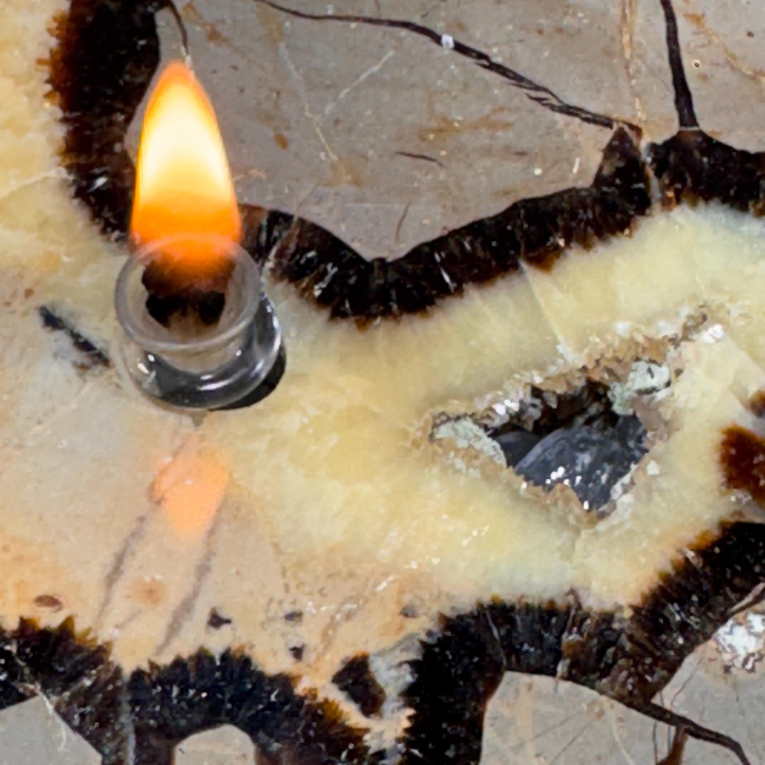 [shopname] - Septarian Stone Rock Candle | Rustic addition to your home, table centerpiece, rock decor