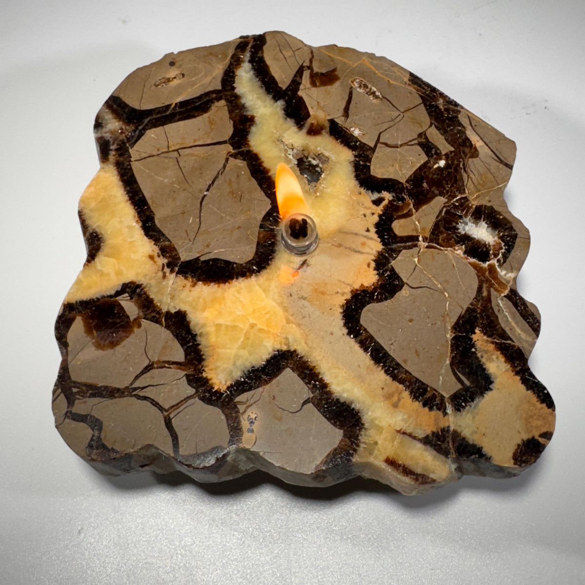 [shopname] - Septarian Stone Rock Candle | Rustic addition to your home, table centerpiece, rock decor
