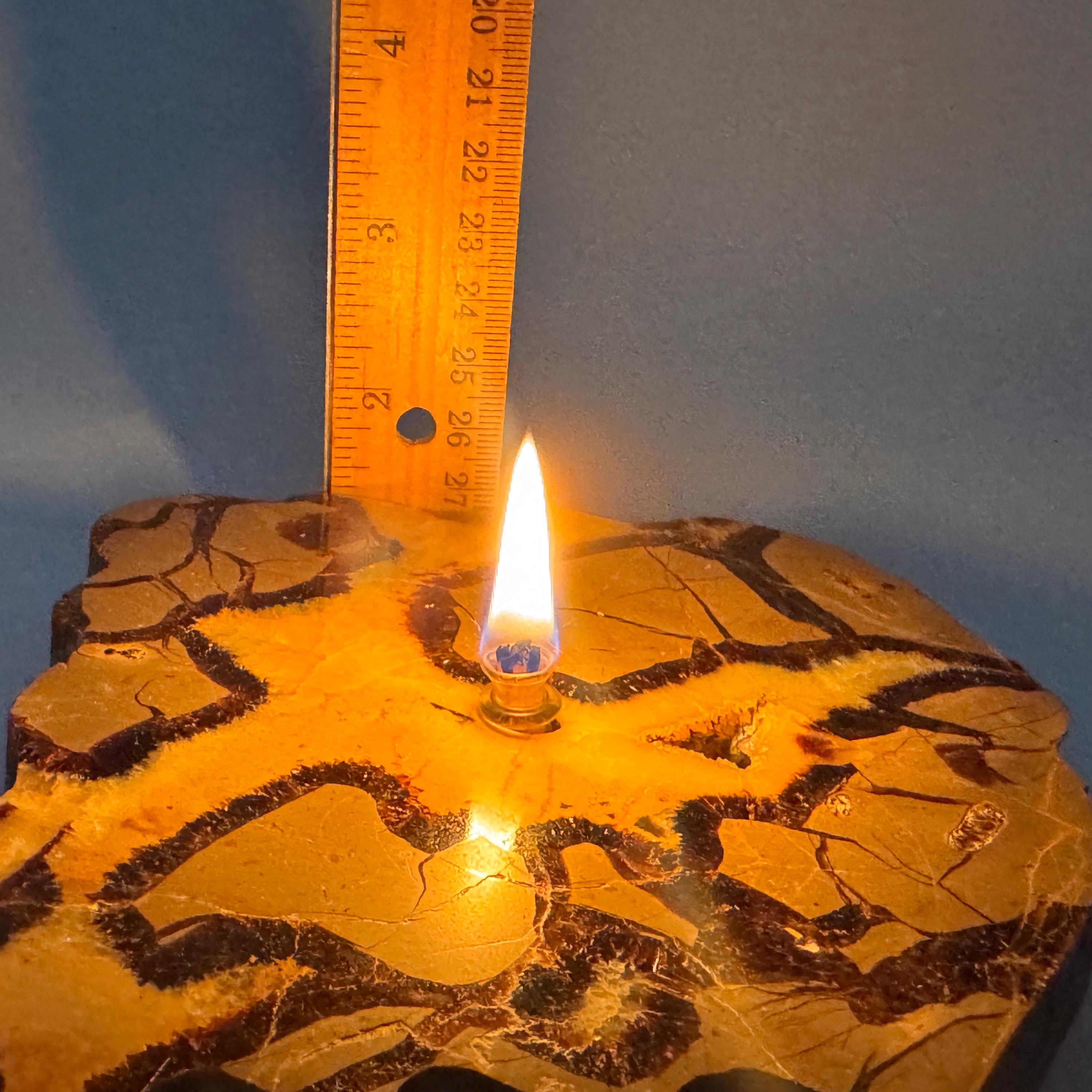 [shopname] - Septarian Stone Rock Candle | Rustic addition to your home, table centerpiece, rock decor
