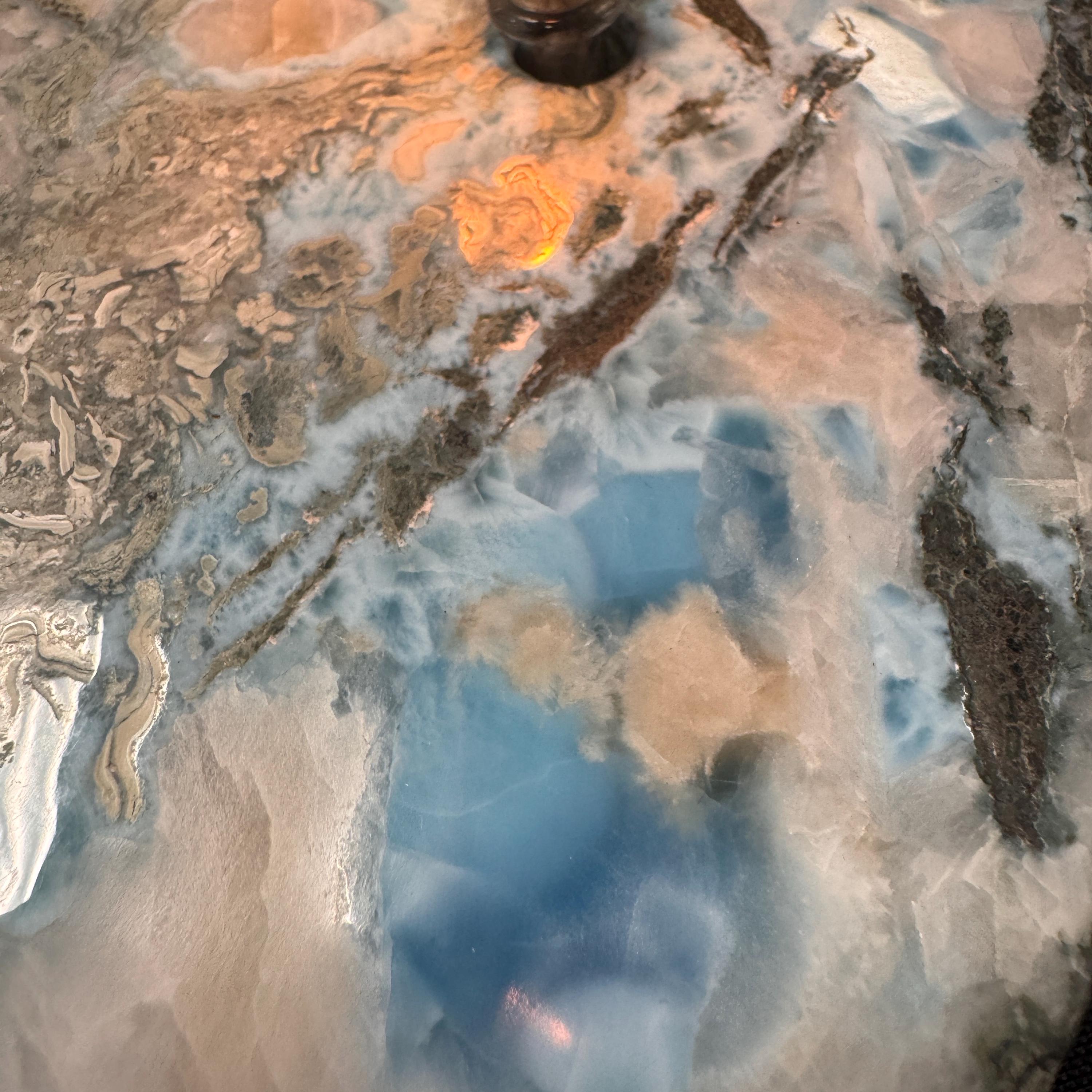 [shopname] - LARIMAR rock Candle | crystal candle, gemstone rock oil lamp, agate oil candle, rock lover or candle lover gift, stone oil lamp, rock decor