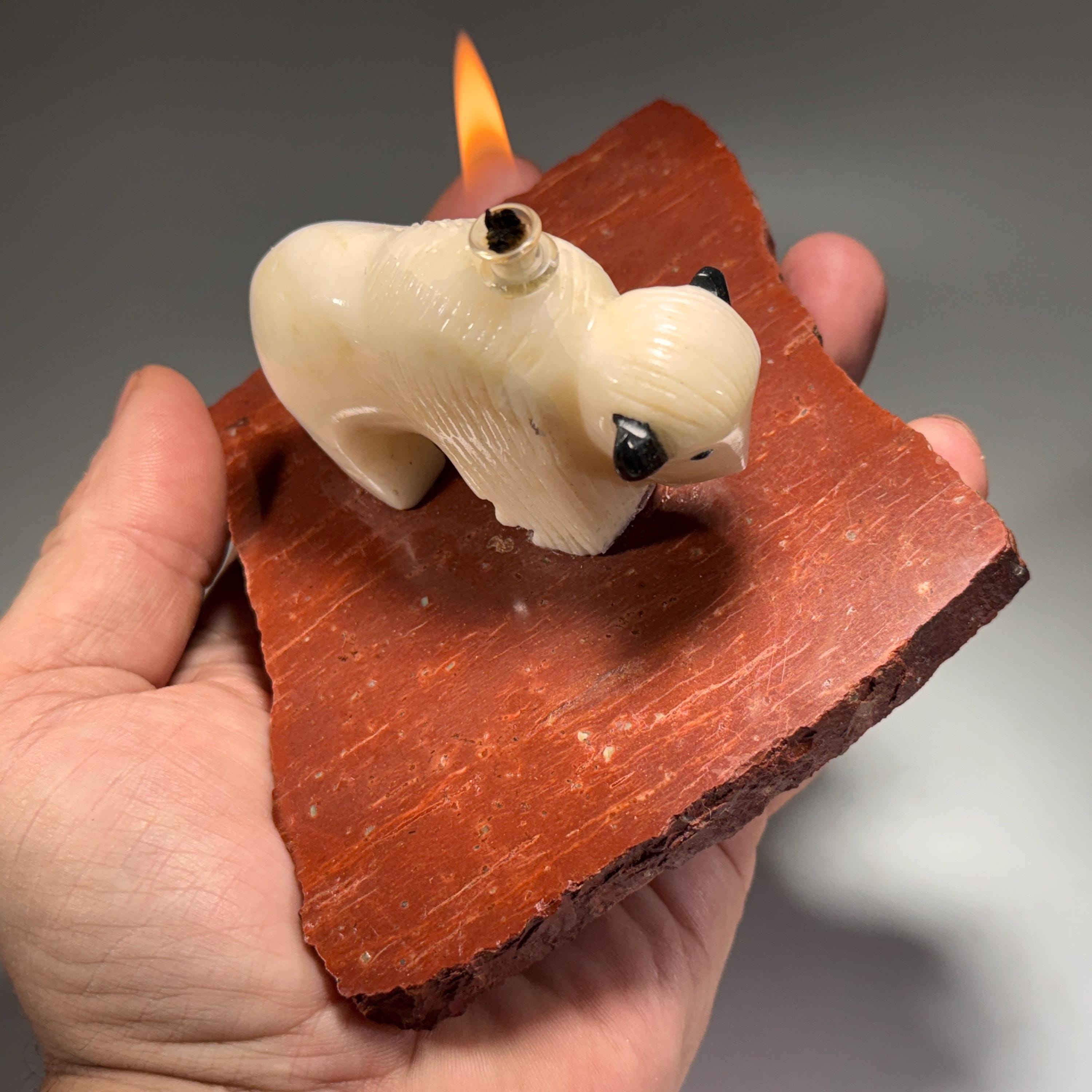 [shopname] - White Buffalo Oil Candle, rock decor