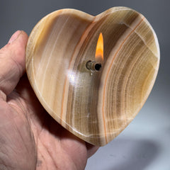 [shopname] - Rock Candle - Onyx Heart, rock decor