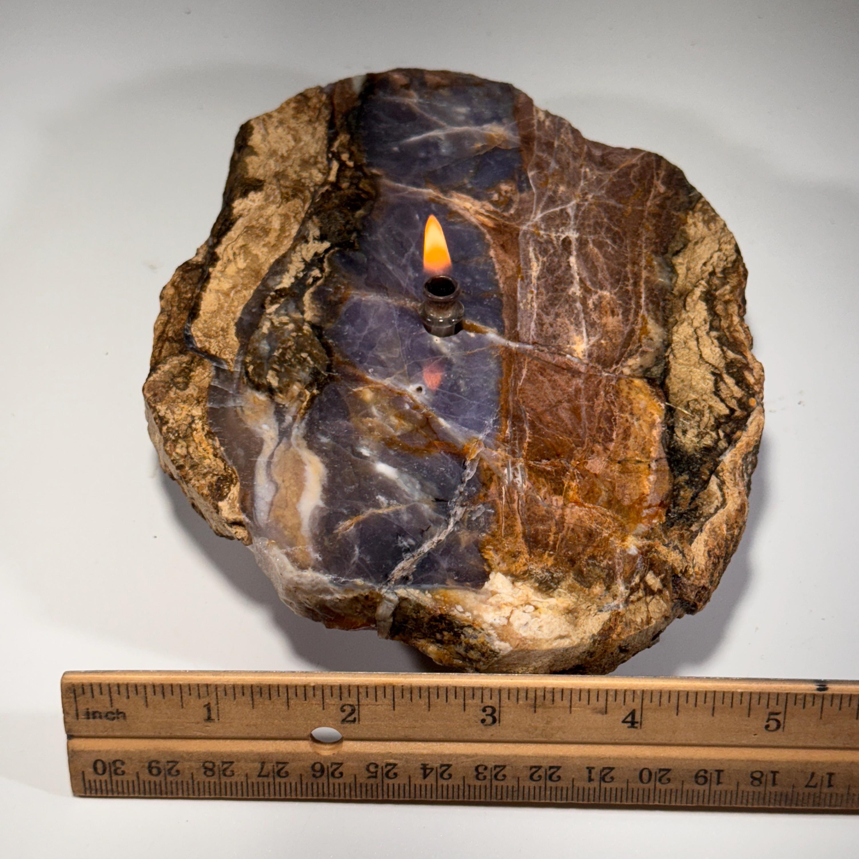 [shopname] - Rock Candle - Purple Agate | stone decor for new textures in your home decor, rock decor