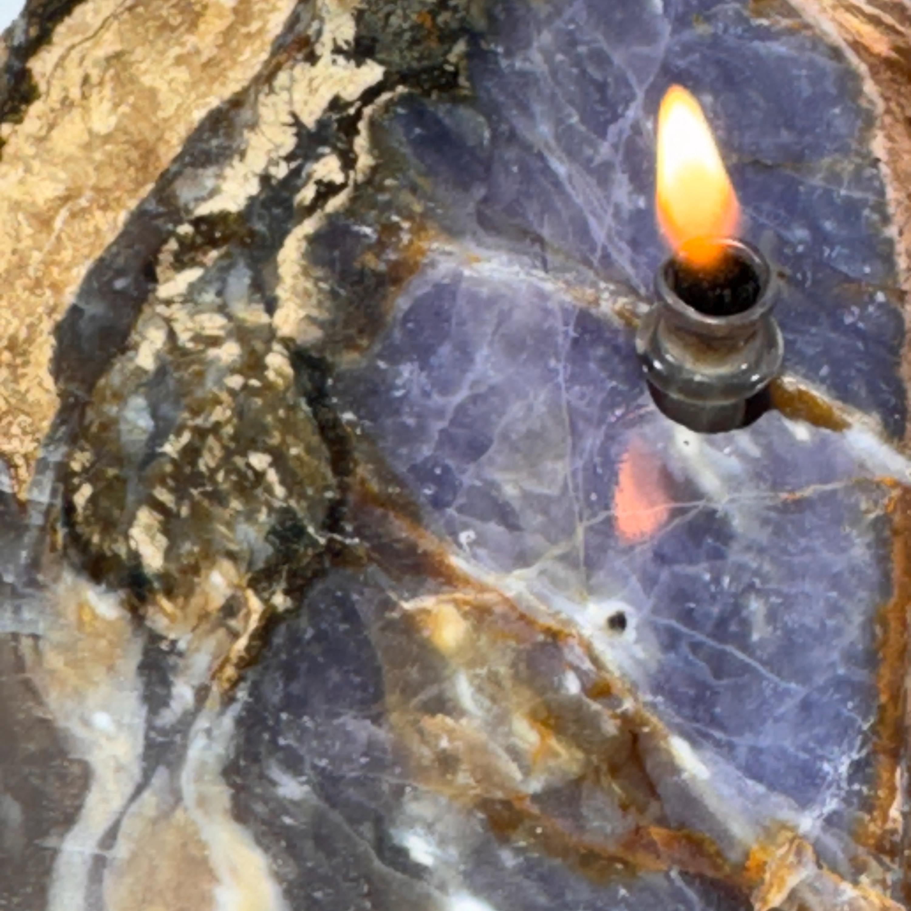 [shopname] - Rock Candle - Purple Agate | stone decor for new textures in your home decor, rock decor