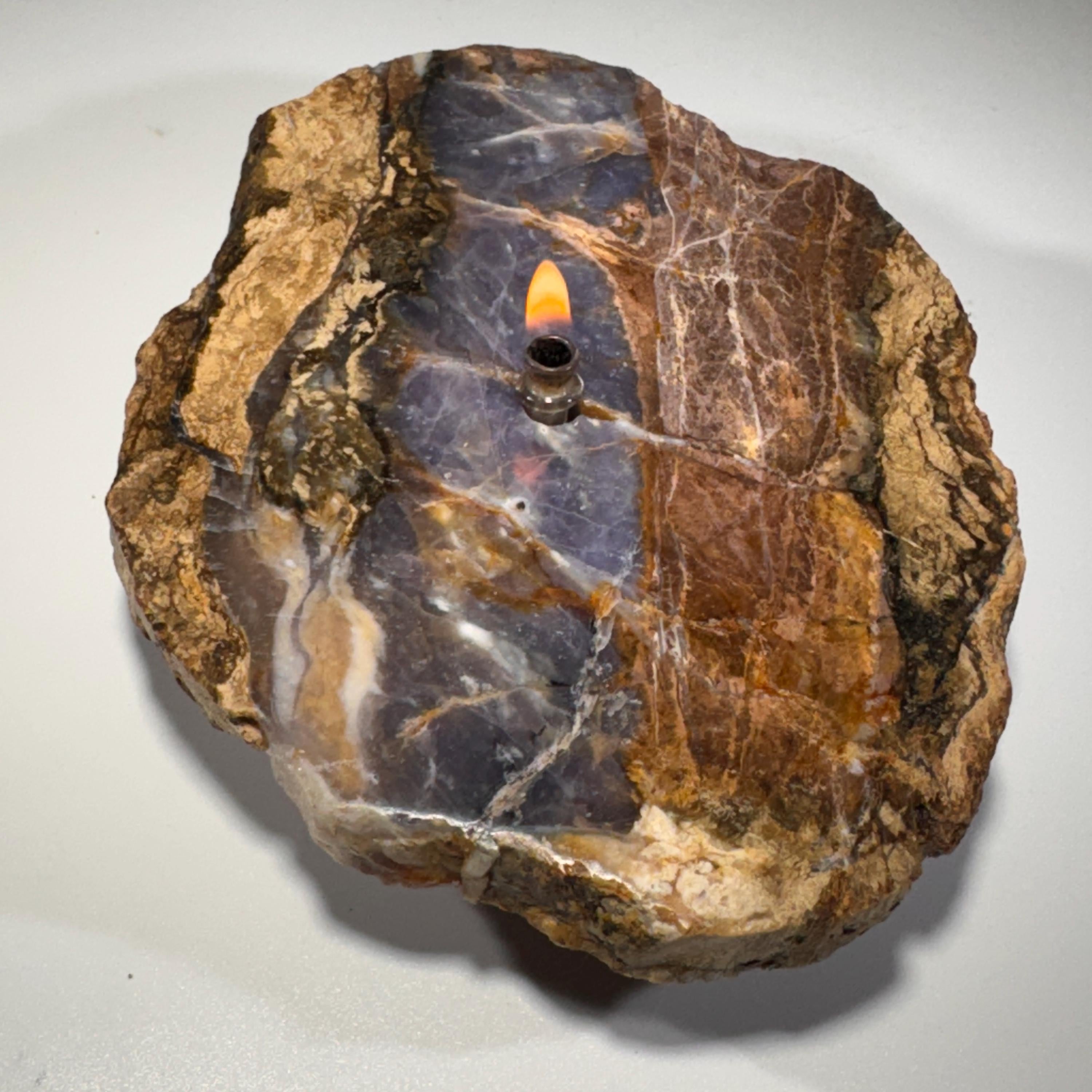 [shopname] - Rock Candle - Purple Agate | stone decor for new textures in your home decor, rock decor