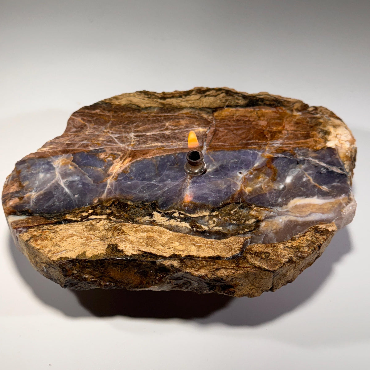 [shopname] - Rock Candle - Purple Agate | stone decor for new textures in your home decor, rock decor