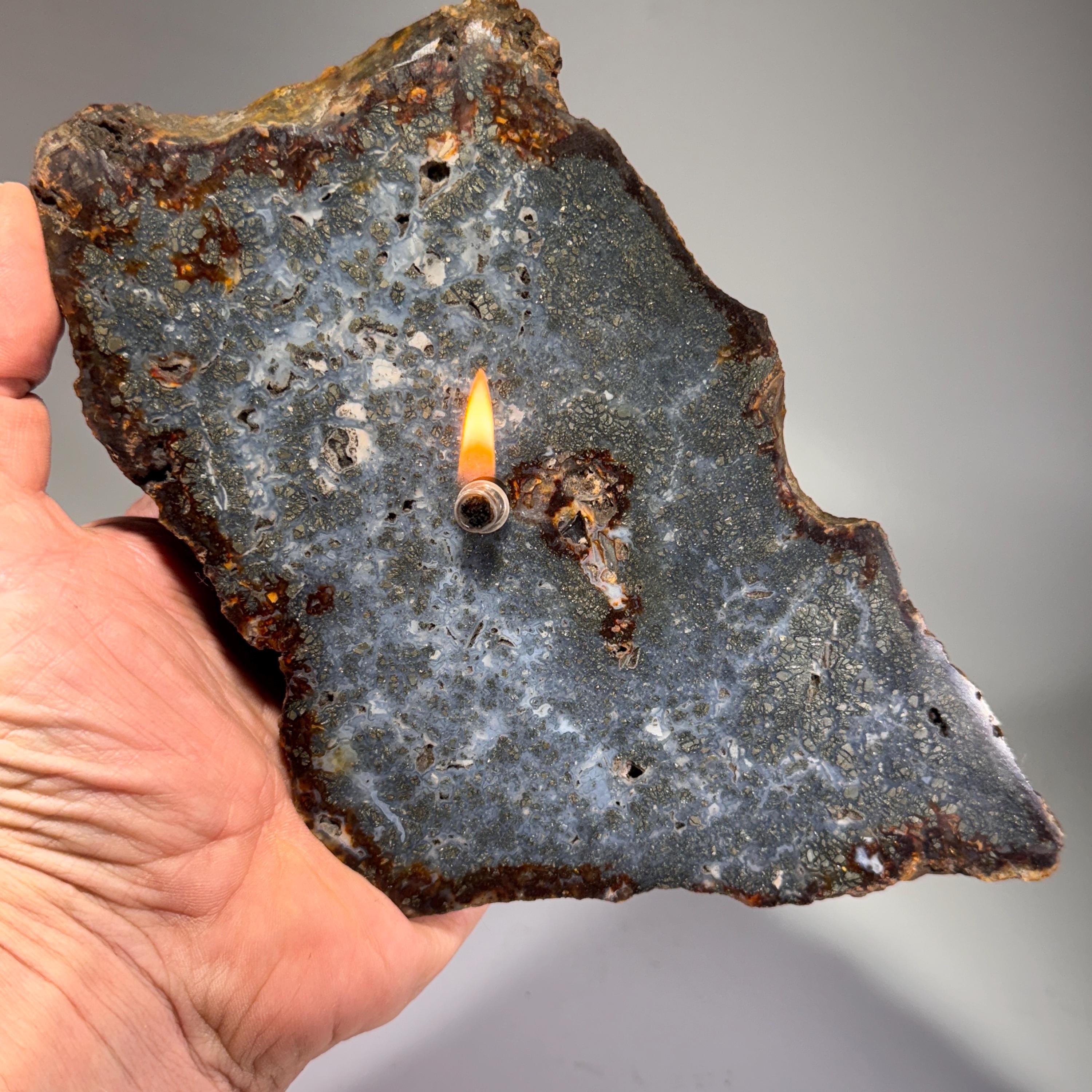 [shopname] - Rock Candle, Marcasite | rustic home decor for rock or candle lover, rock decor