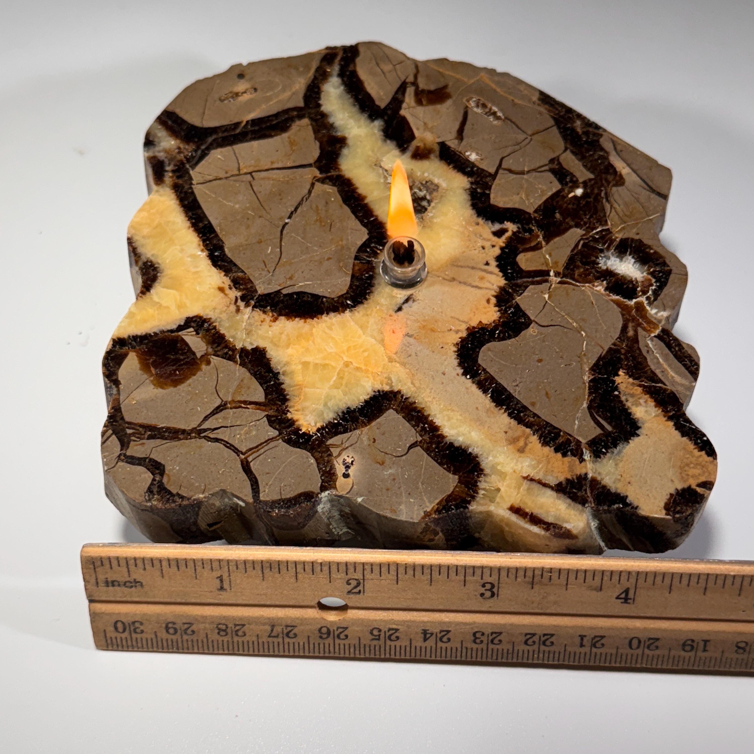 [shopname] - Septarian Stone Rock Candle | Rustic addition to your home, table centerpiece, rock decor