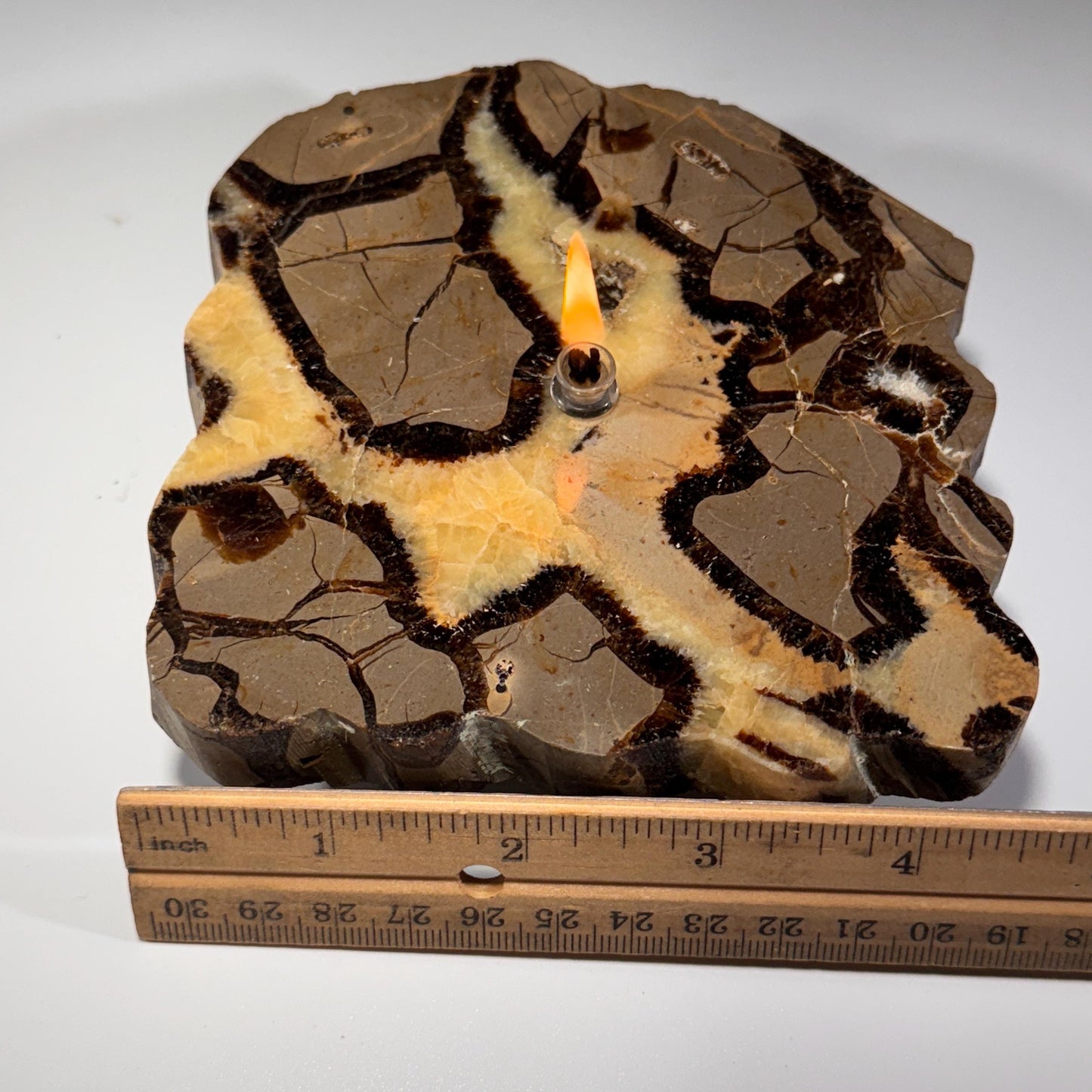 [shopname] - Septarian Stone Rock Candle, rock decor