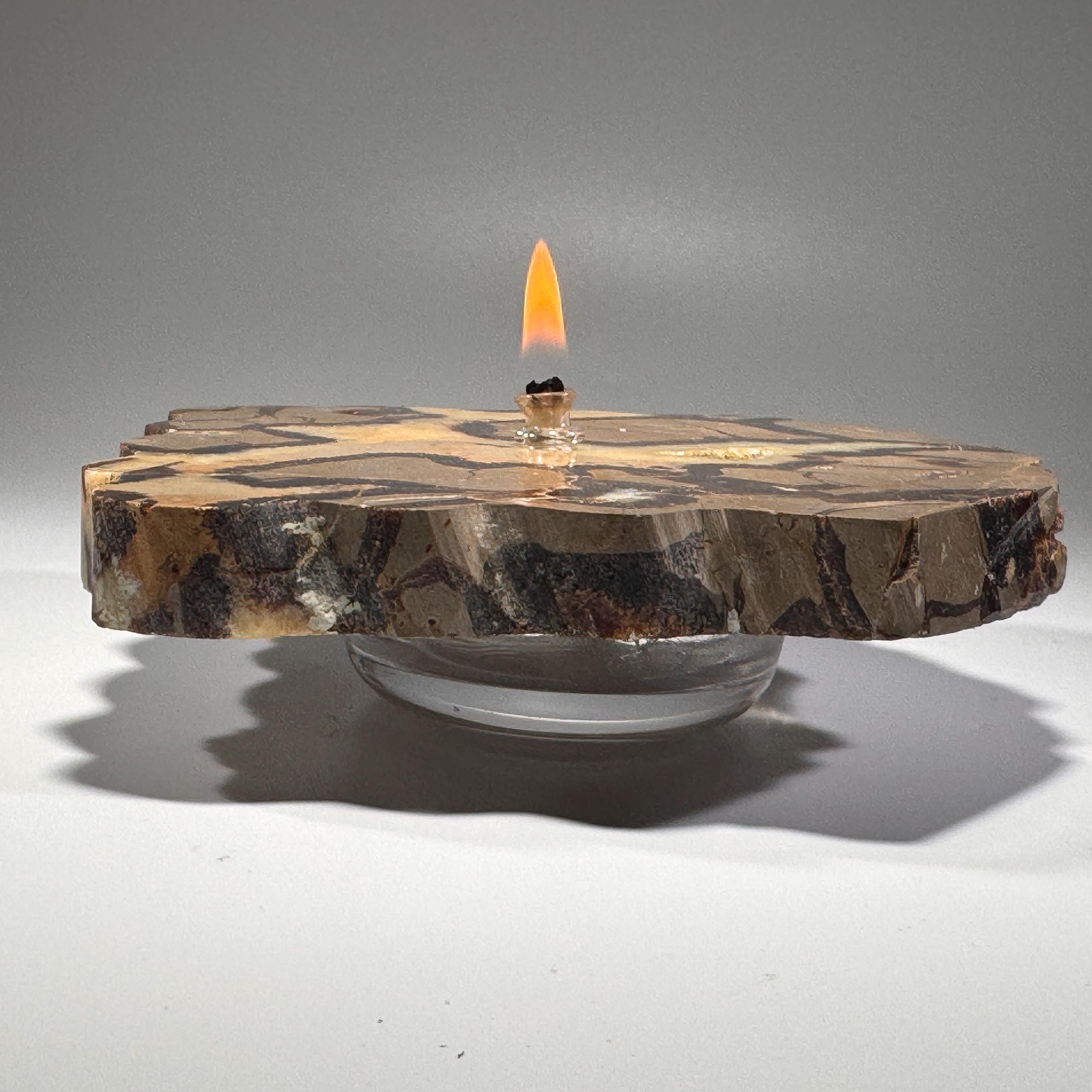 [shopname] - Septarian Stone Rock Candle | Rustic addition to your home, table centerpiece, rock decor