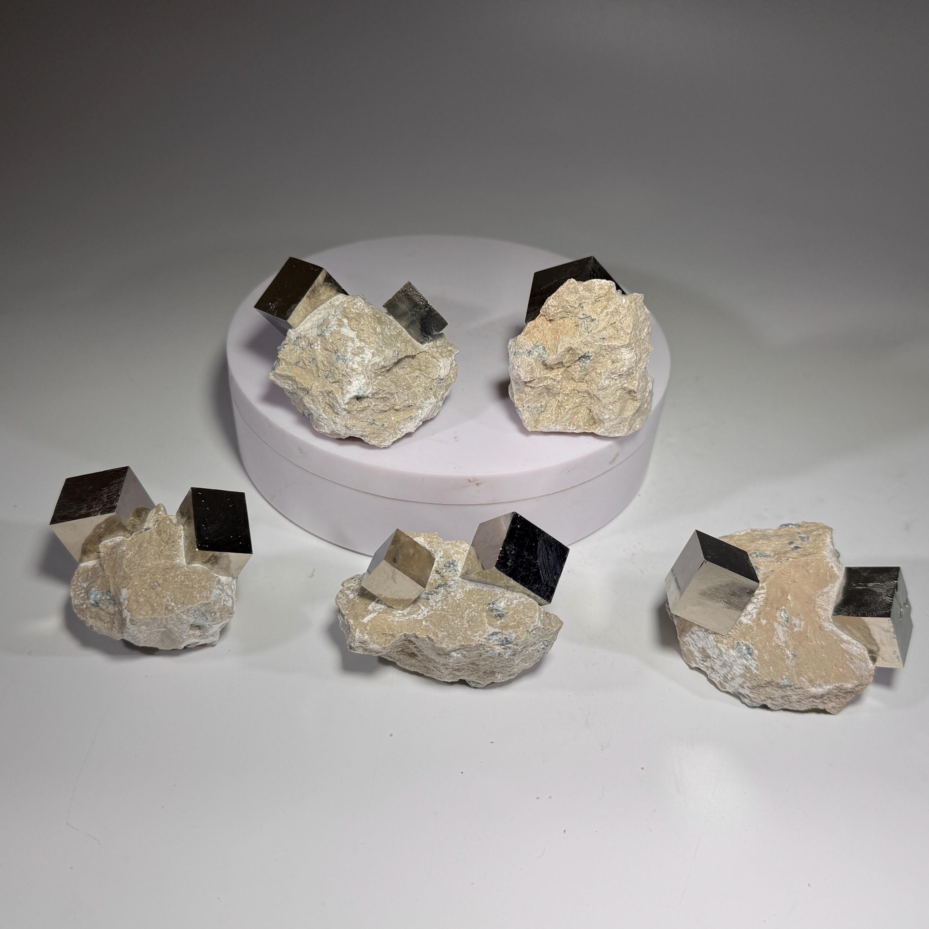 [shopname] - Medium size Pyrite cube crystals in Matrix, rock decor
