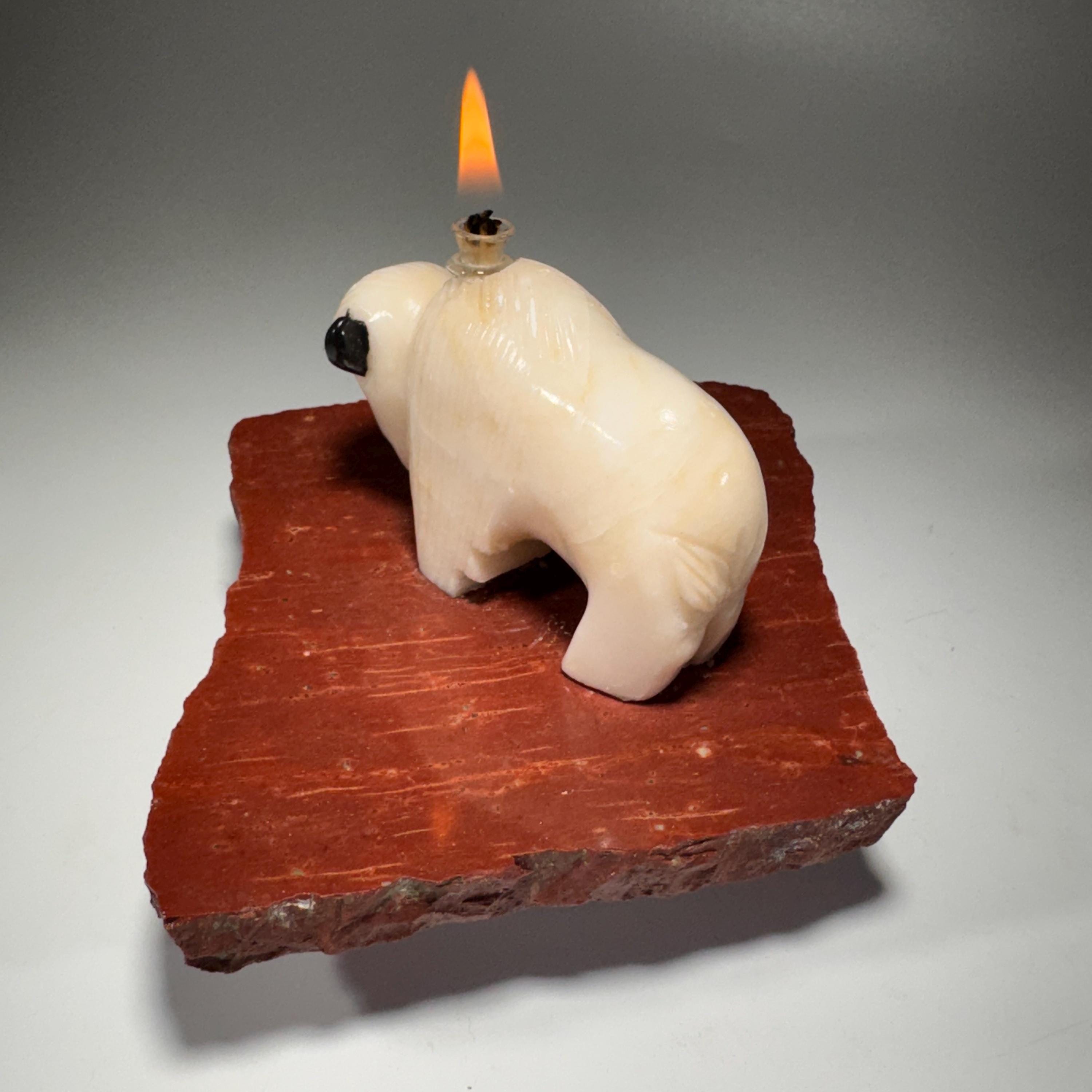[shopname] - White Buffalo Oil Candle, rock decor