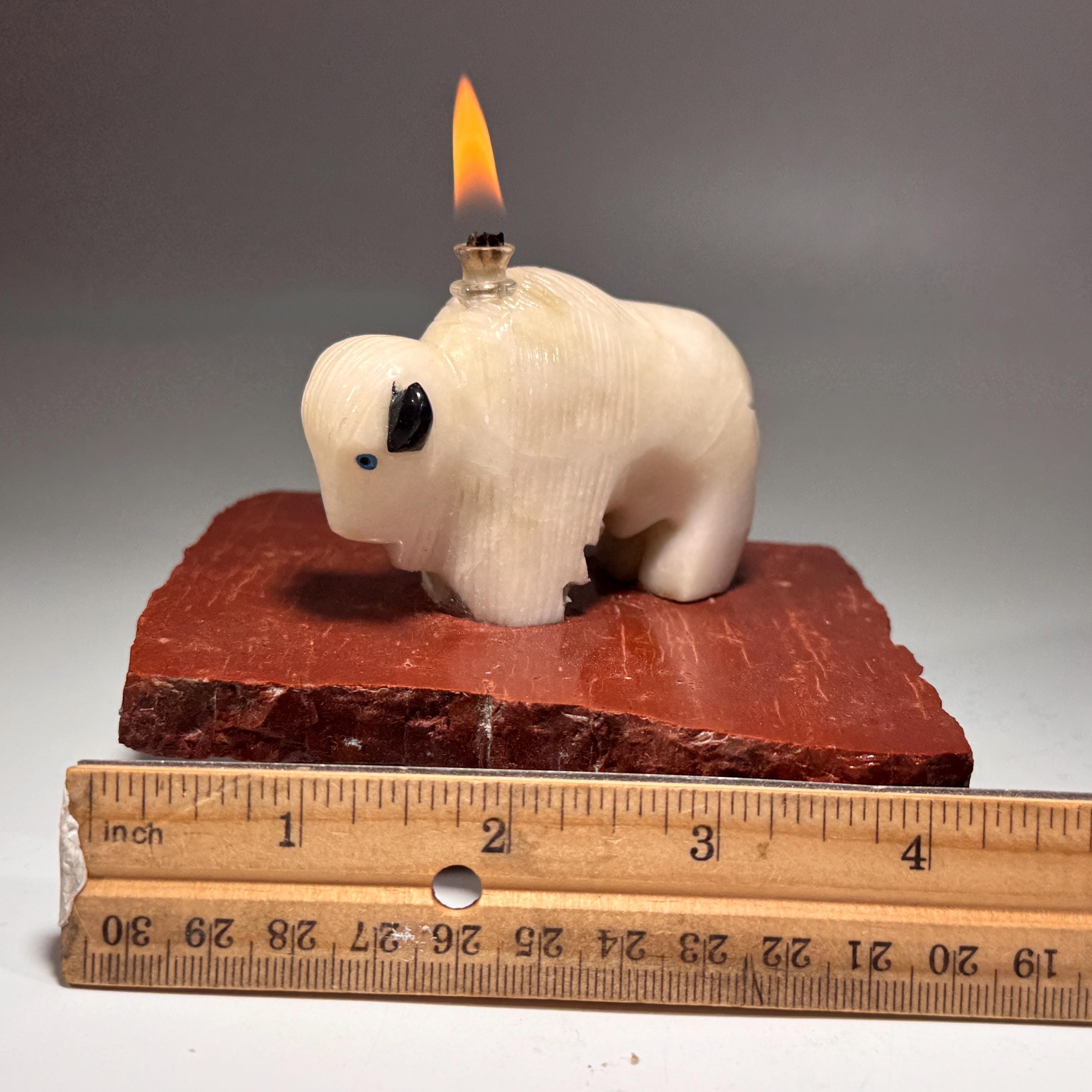 [shopname] - White Buffalo Oil Candle, rock decor