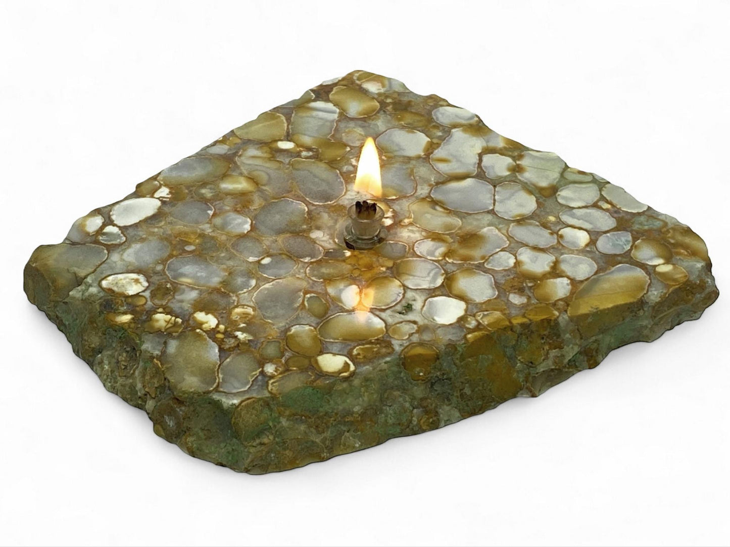 [shopname] - Spotted Agate Oil Candle Gift Box, rock decor