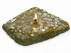 [shopname] - Rock Candle gift box - spotted agate, rock decor