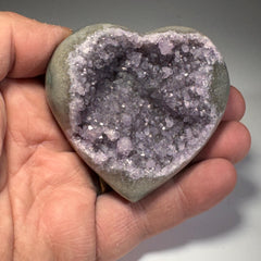 [shopname] - Amethyst Geode Heart Carving | Polished Purple Crystal from Uruguay, rock decor