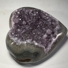 [shopname] - Amethyst Geode Heart Carving | Polished Purple Crystal from Uruguay, rock decor
