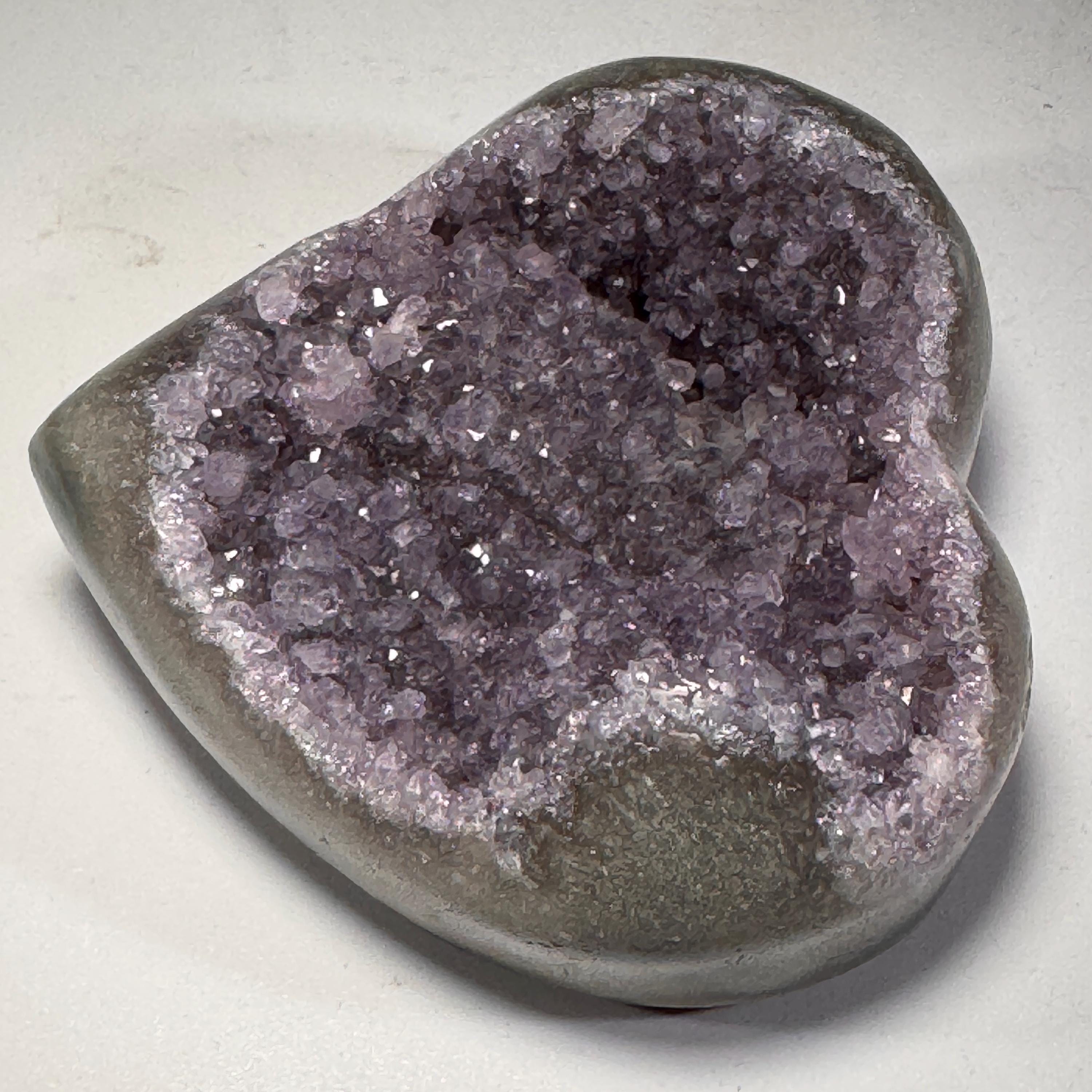 [shopname] - Amethyst Geode Heart Carving | Polished Purple Crystal from Uruguay, rock decor