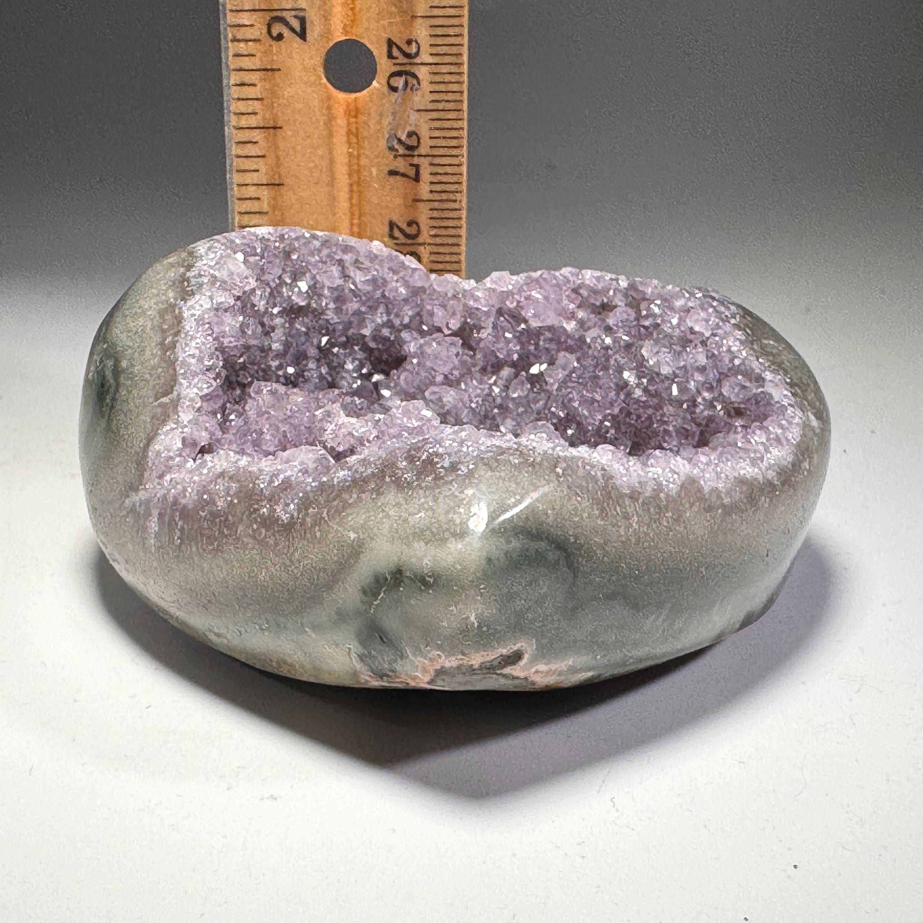 [shopname] - Amethyst Geode Heart Carving | Polished Purple Crystal from Uruguay, rock decor