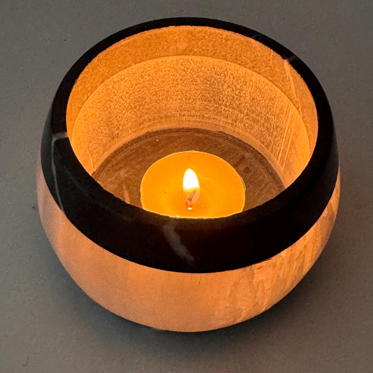 [shopname] - Selenite & Marble Tea Light Holder | Natural Stone Candle Centerpiece, rock decor
