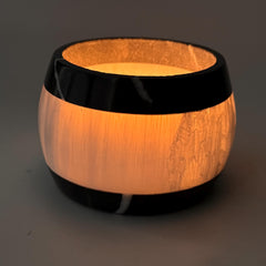 [shopname] - Selenite & Marble Tea Light Holder | Natural Stone Candle Centerpiece, rock decor