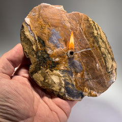 [shopname] - Purple Agate Rock Candle | Natural Stone Oil Lamp with Fiberglass Wick, rock decor