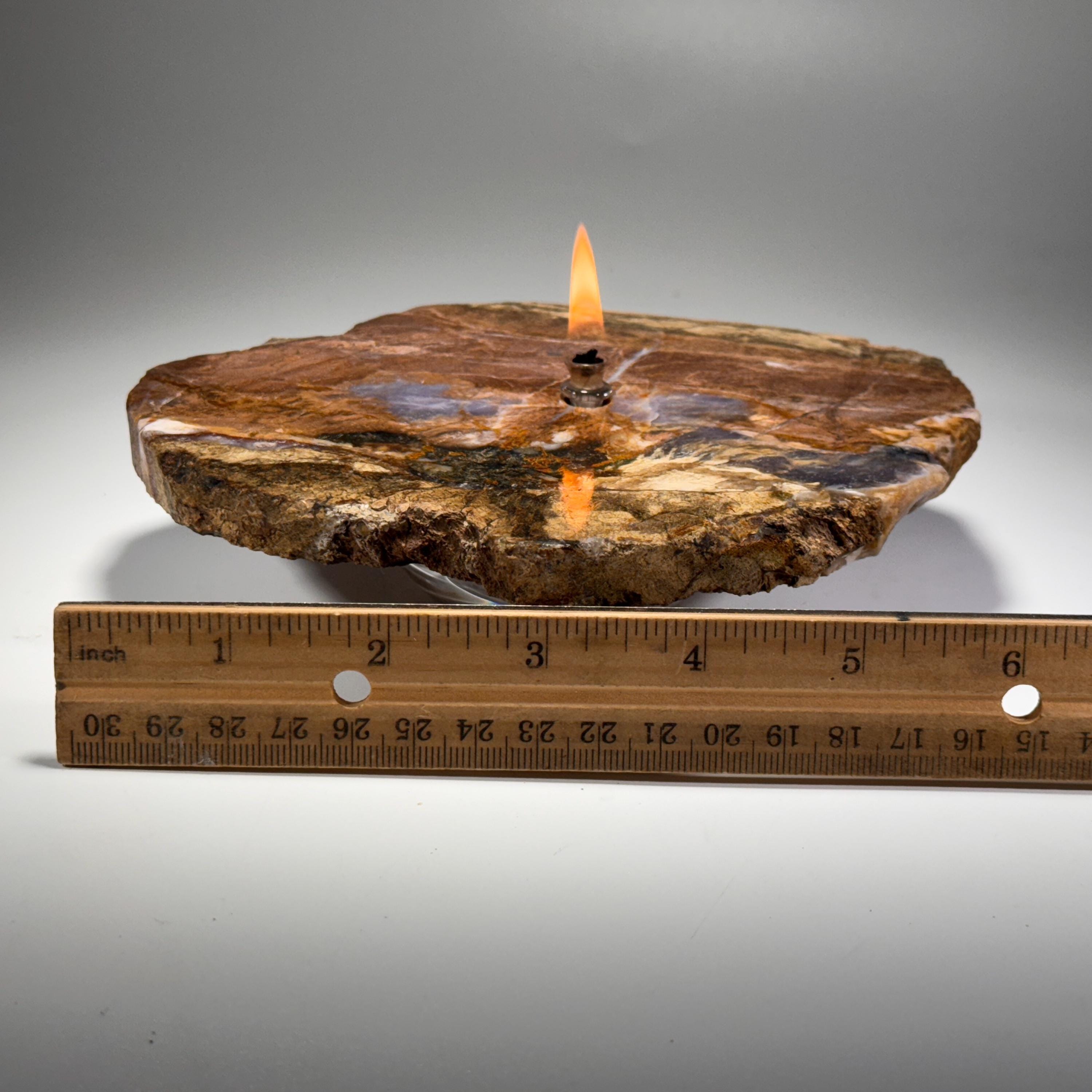 [shopname] - Purple Agate Rock Candle | Natural Stone Oil Lamp with Fiberglass Wick, rock decor