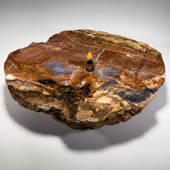 [shopname] - Purple Agate Rock Candle | Natural Stone Oil Lamp with Fiberglass Wick, rock decor