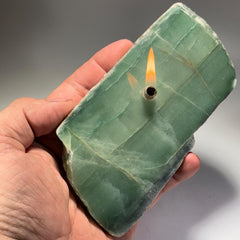 [shopname] - Rock Oil Candle - green quartz, rock decor