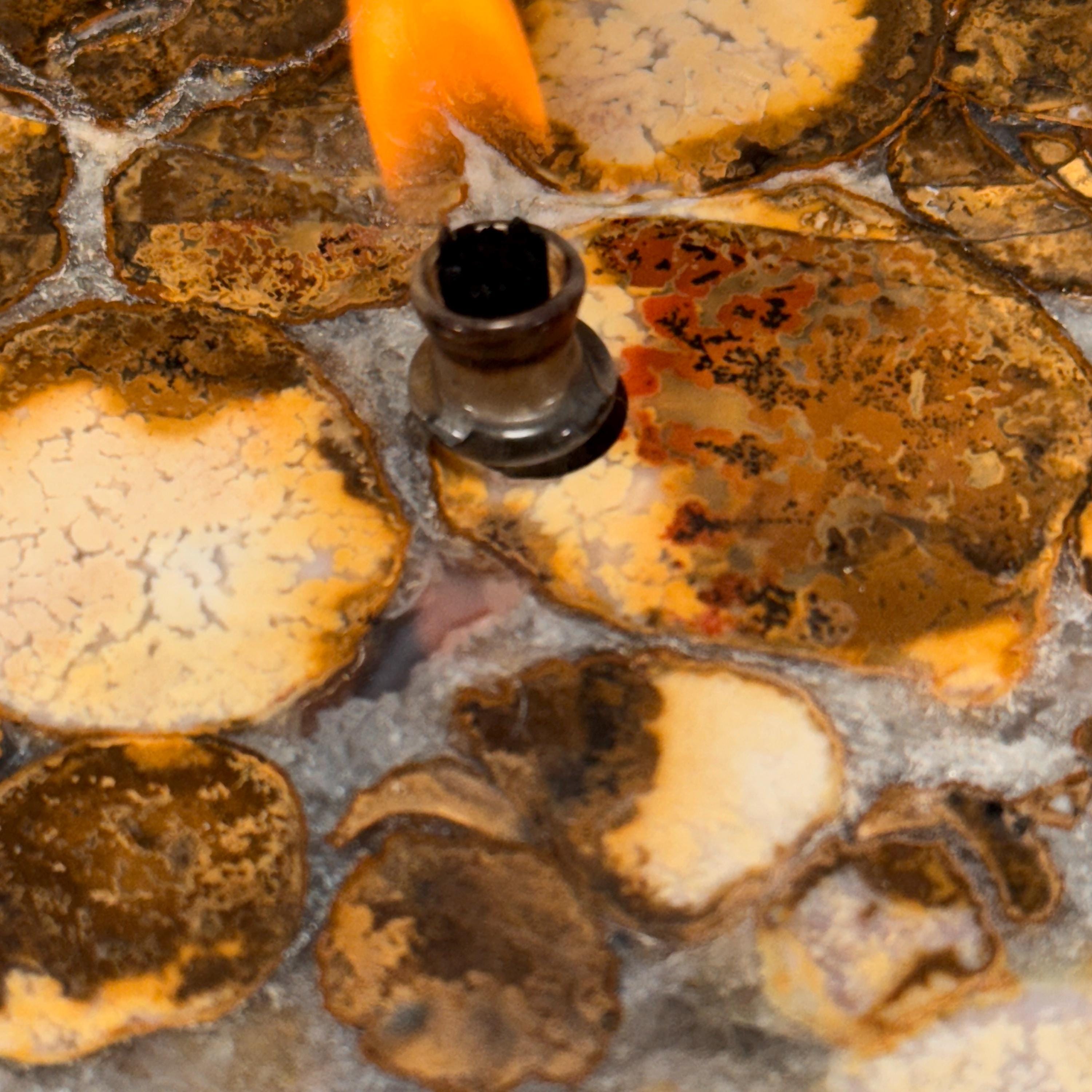 [shopname] - Rock Candle - Spotted Agate, rock decor