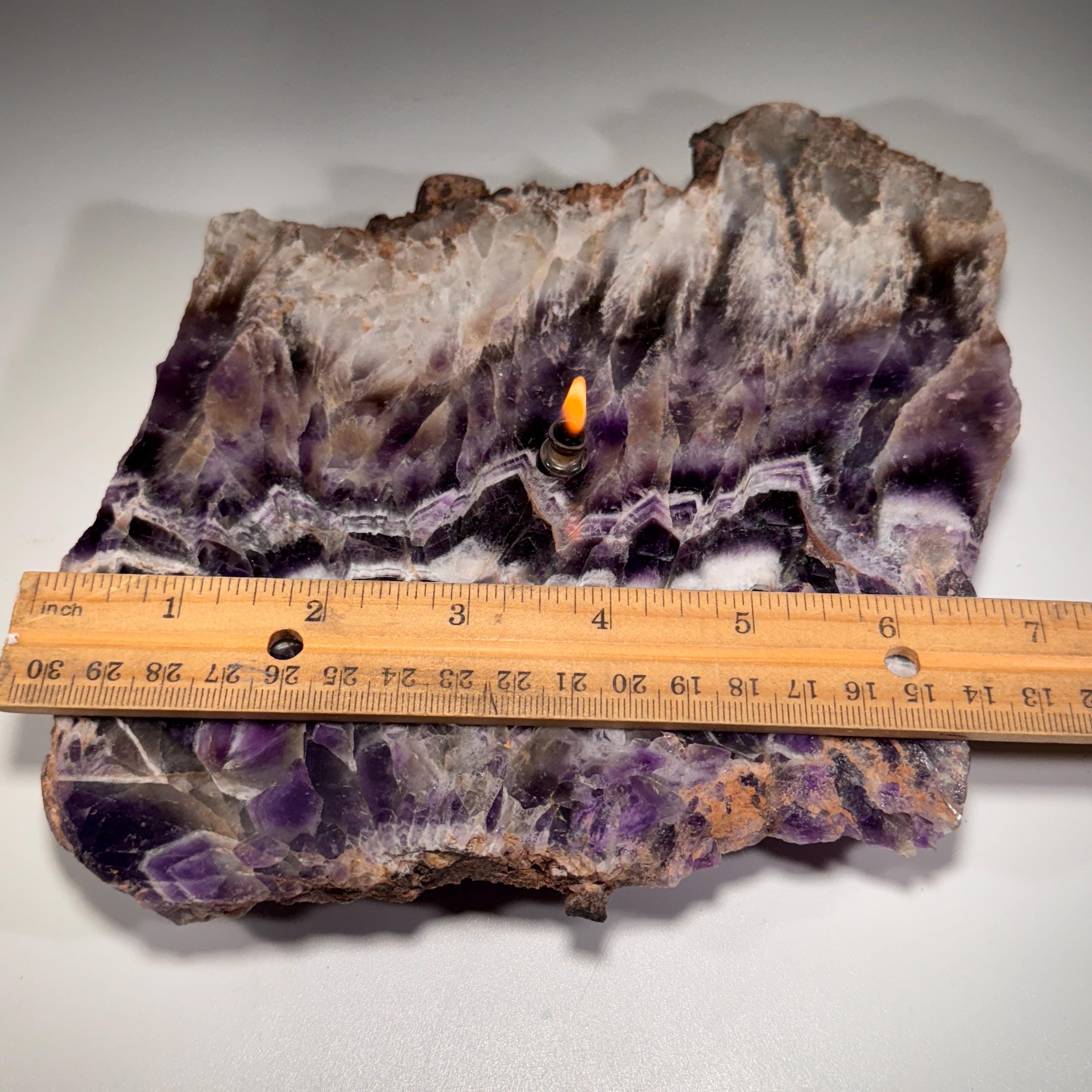 [shopname] - Rock oil lamp, Amethyst geode slab, rock decor